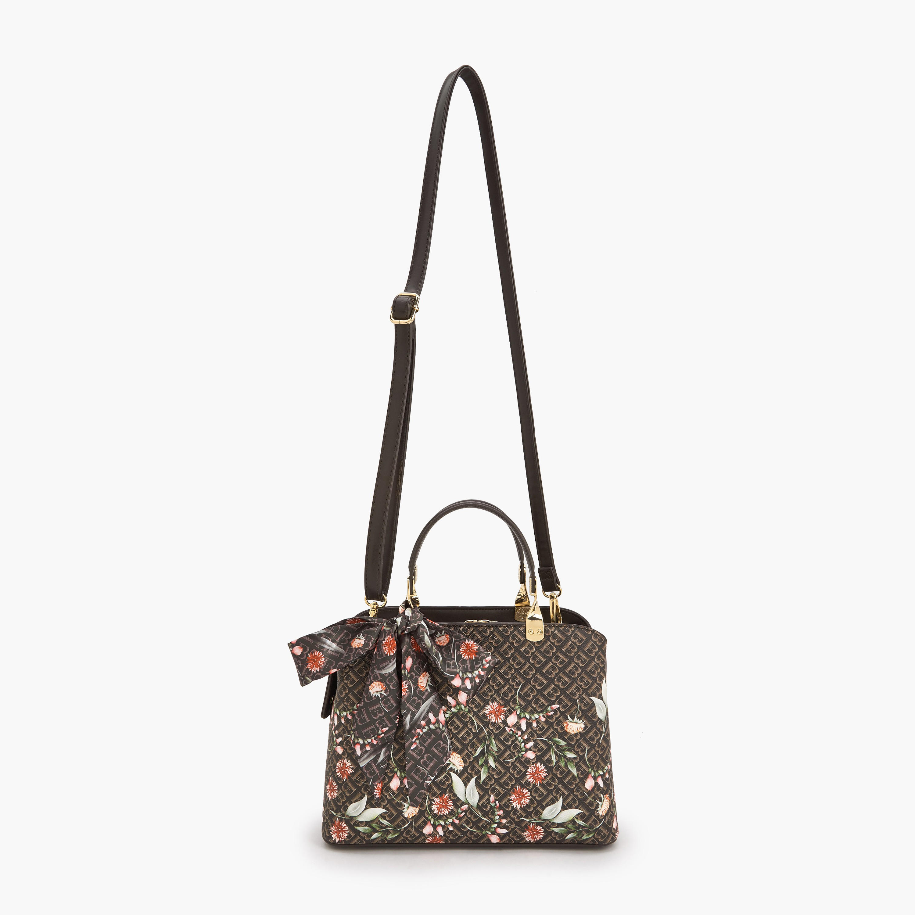 شنطة توتي بطبعات مونوجرام وزهور وتفاصيل وشاح من فلورا بيلا-women-bagsandwallets-handbags-image-3
