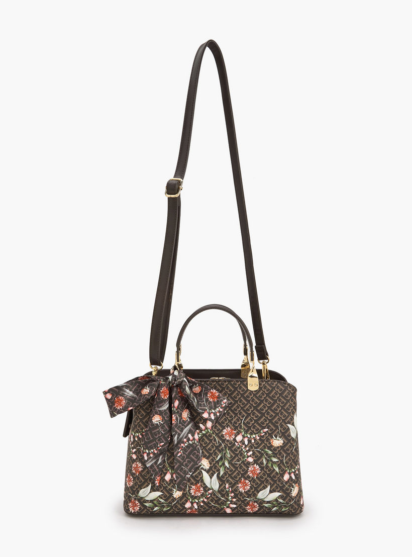 شنطة توتي بطبعات مونوجرام وزهور وتفاصيل وشاح من فلورا بيلا-women-bagsandwallets-handbags-image-3