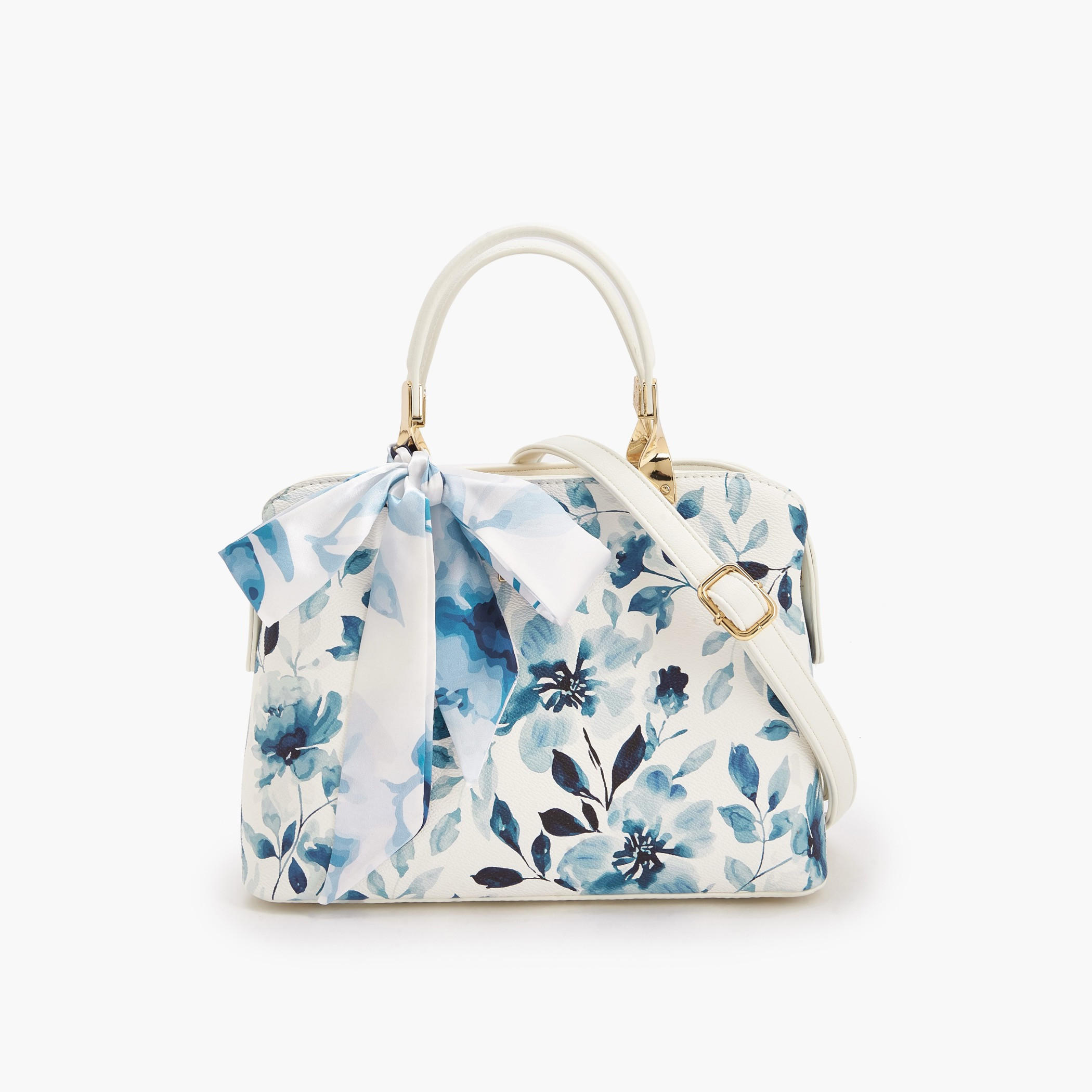 Flora Bella Floral Print Satchel Bag with Scarf Detail-women-bagsandwallets-handbags-image-1