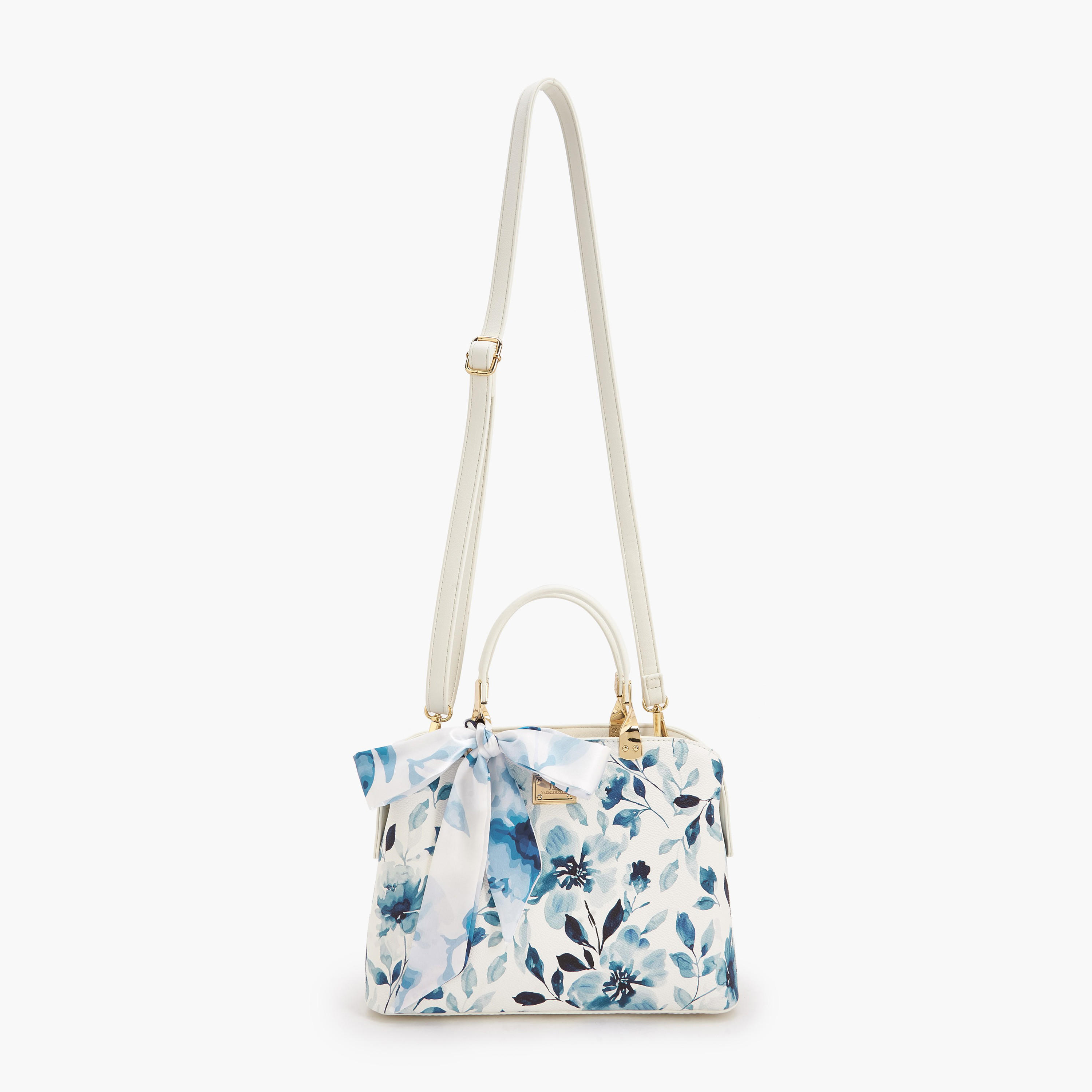 Flora Bella Floral Print Satchel Bag with Scarf Detail-women-bagsandwallets-handbags-image-3