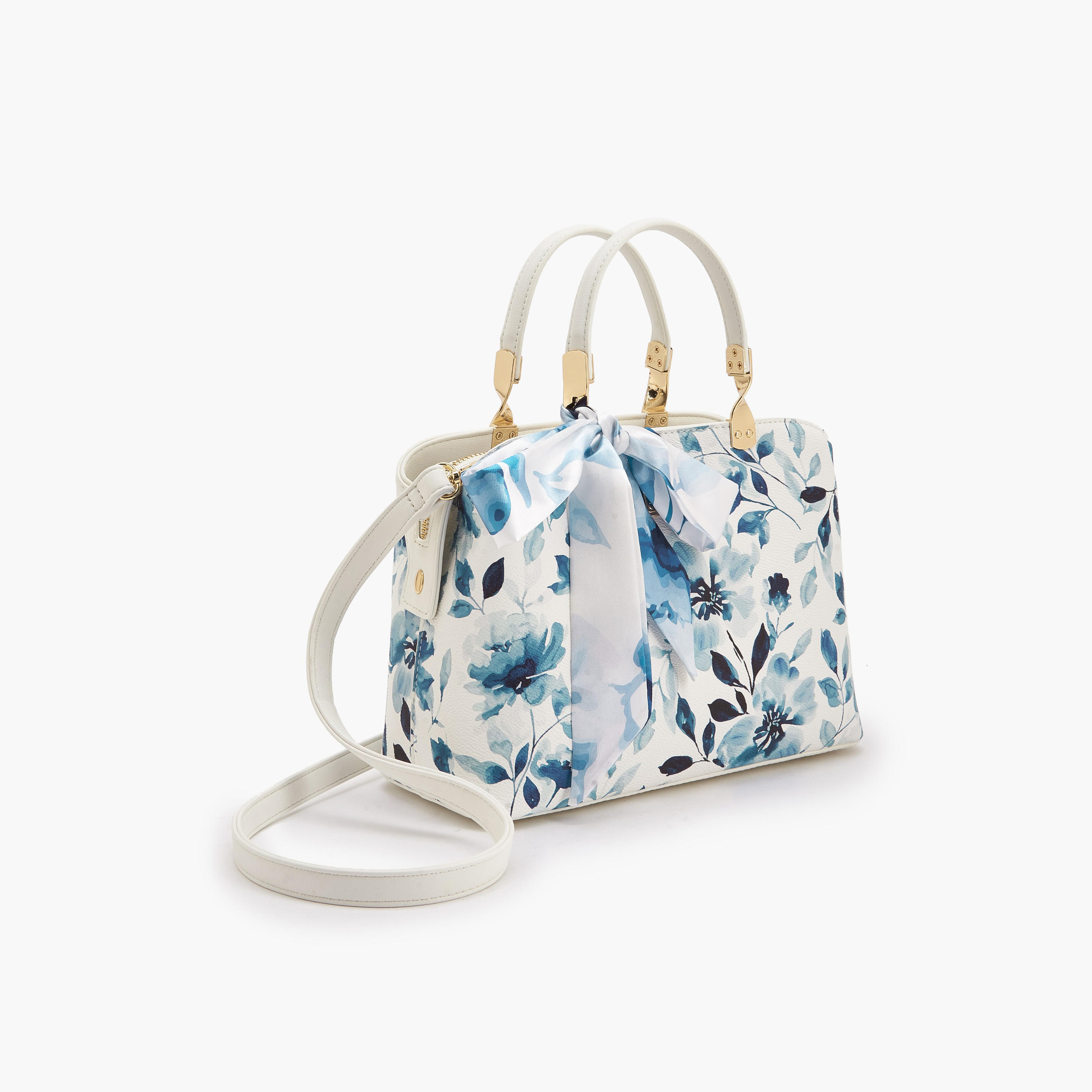 Flora Bella Floral Print Satchel Bag with Scarf Detail-women-bagsandwallets-handbags-image-4