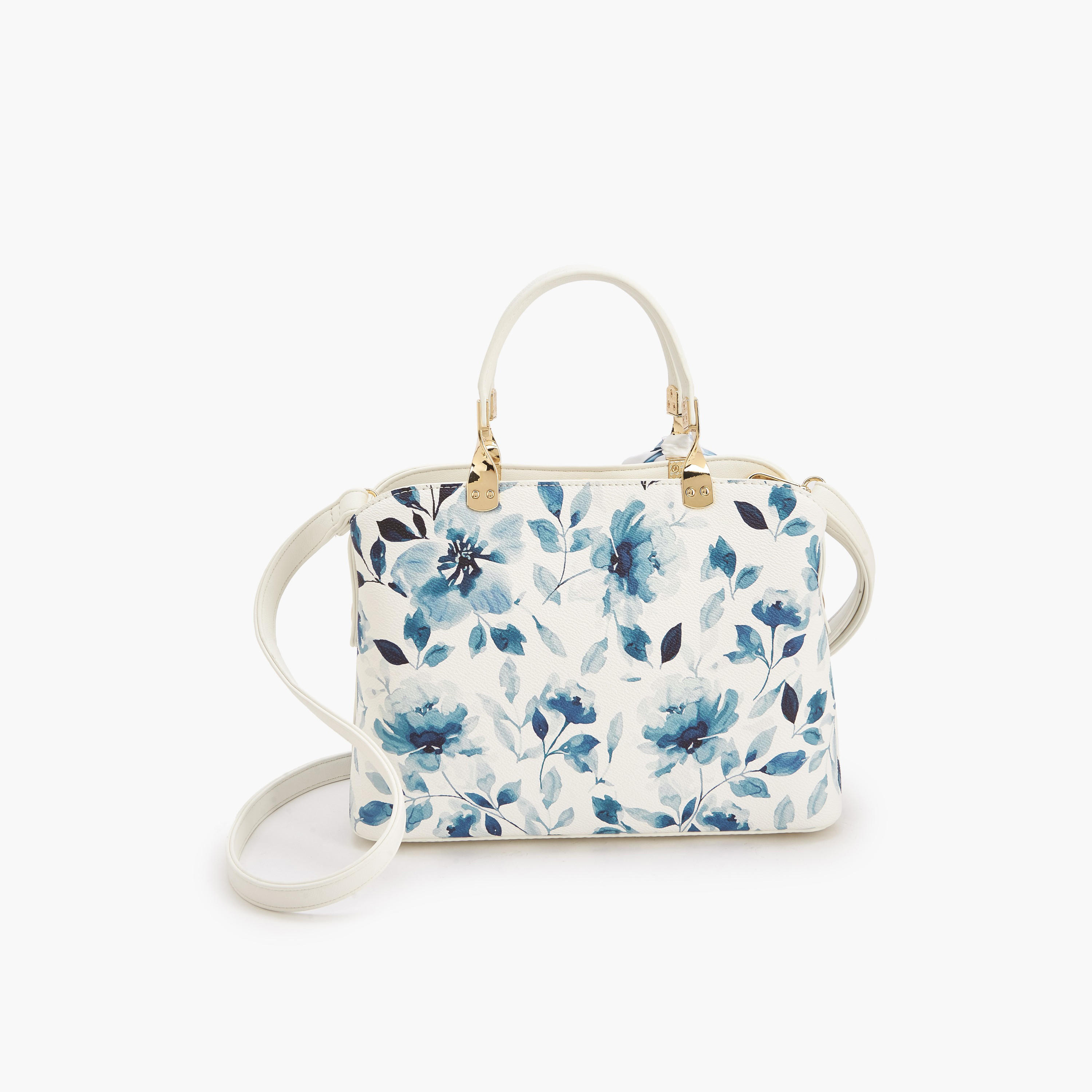 Flora Bella Floral Print Satchel Bag with Scarf Detail-women-bagsandwallets-handbags-image-6