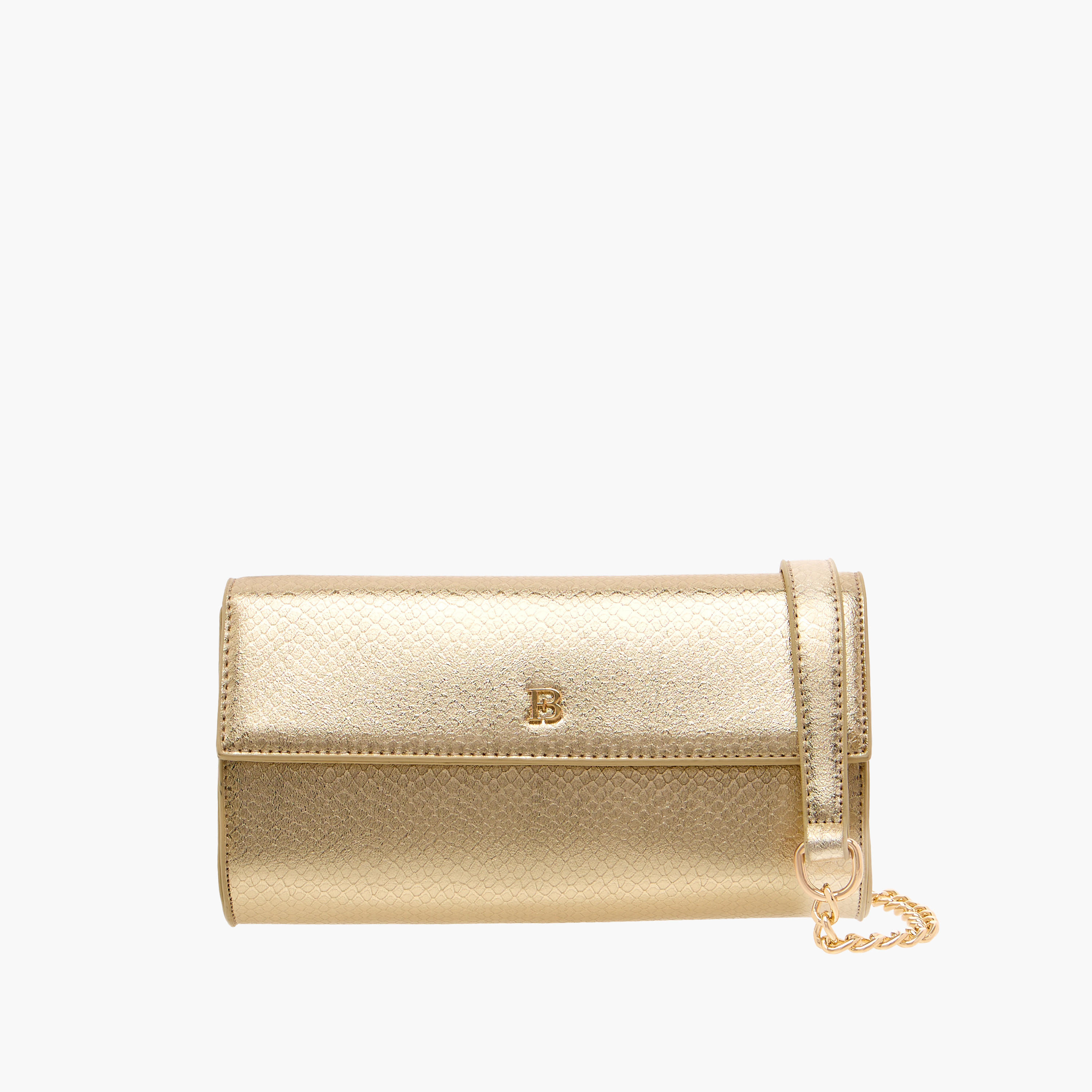 شنطة كروس بودي بارزة الملمس بحزام سلسلة قابل للفصل وطية إغلاق من فلورا بيلا-women-bagsandwallets-handbags-image-1