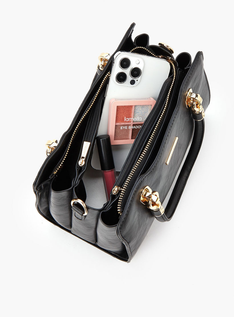 Flora Bella Solid Tote Bag with Double Handle and Zip Closure-women-bagsandwallets-handbags-image-3