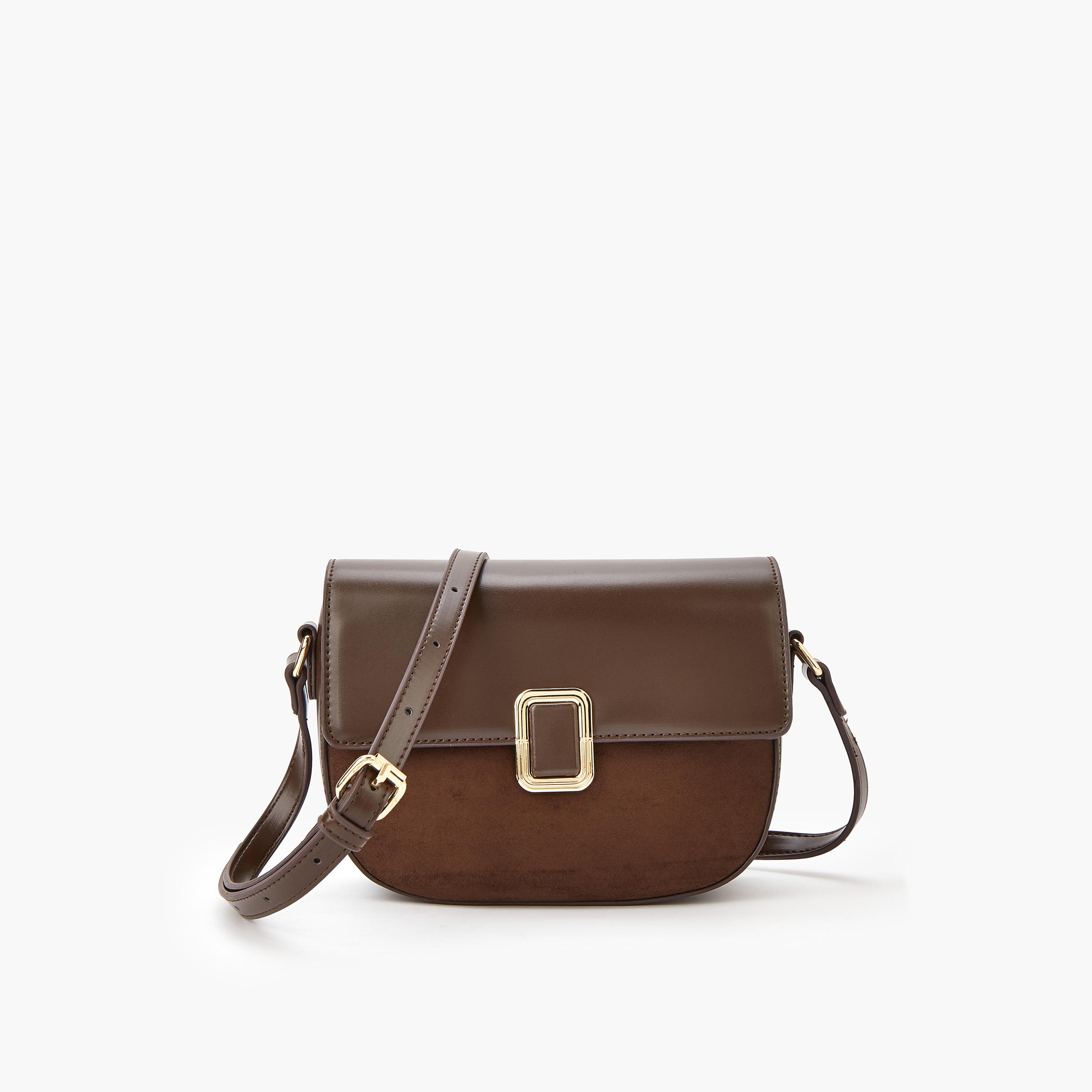 Flora Bella Solid Crossbody Bag with Adjustable Strap and Flap Closure-women-bagsandwallets-handbags-image-1