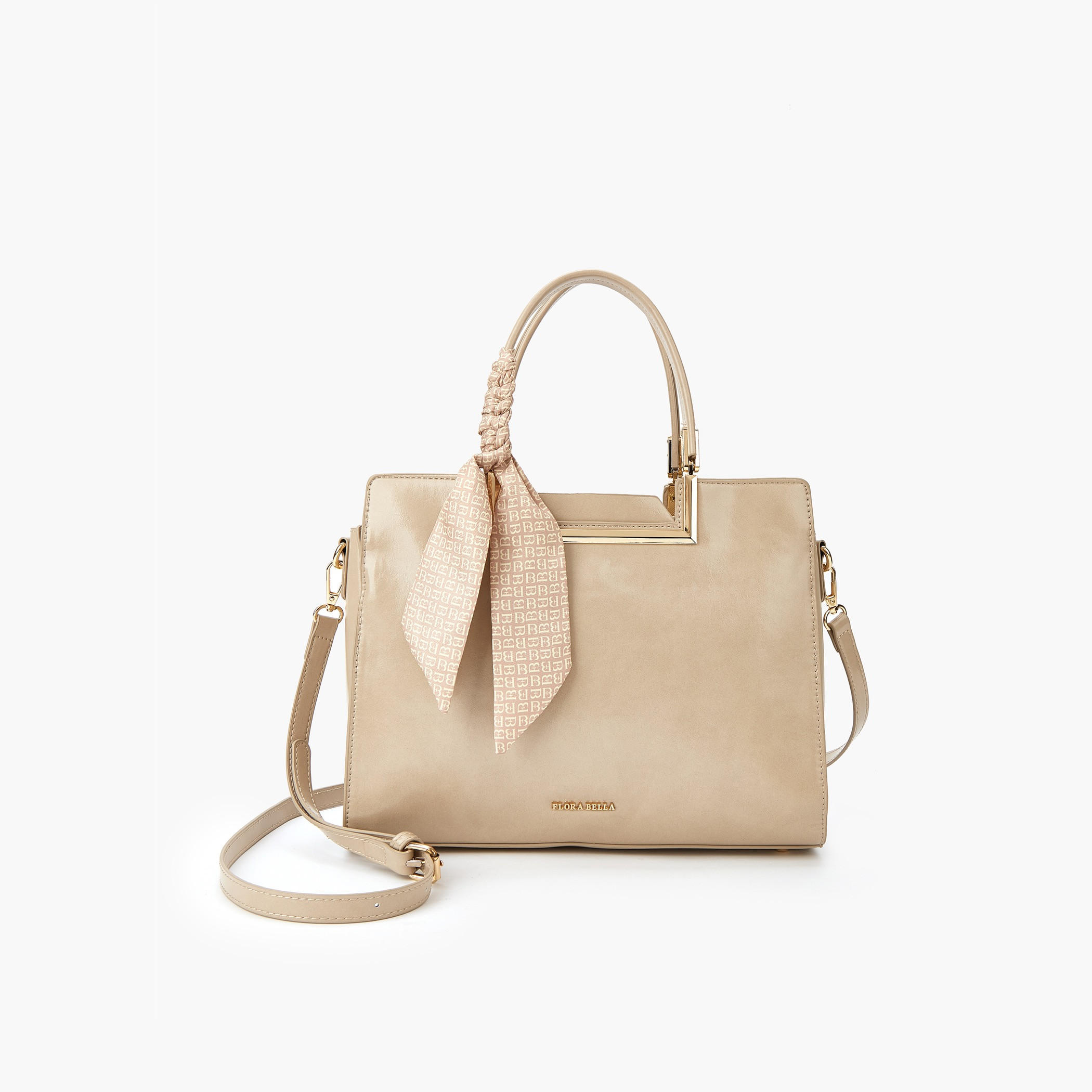 Flora Bella Solid Tote Bag with Scarf Detail and Double Handle-women-bagsandwallets-handbags-image-1