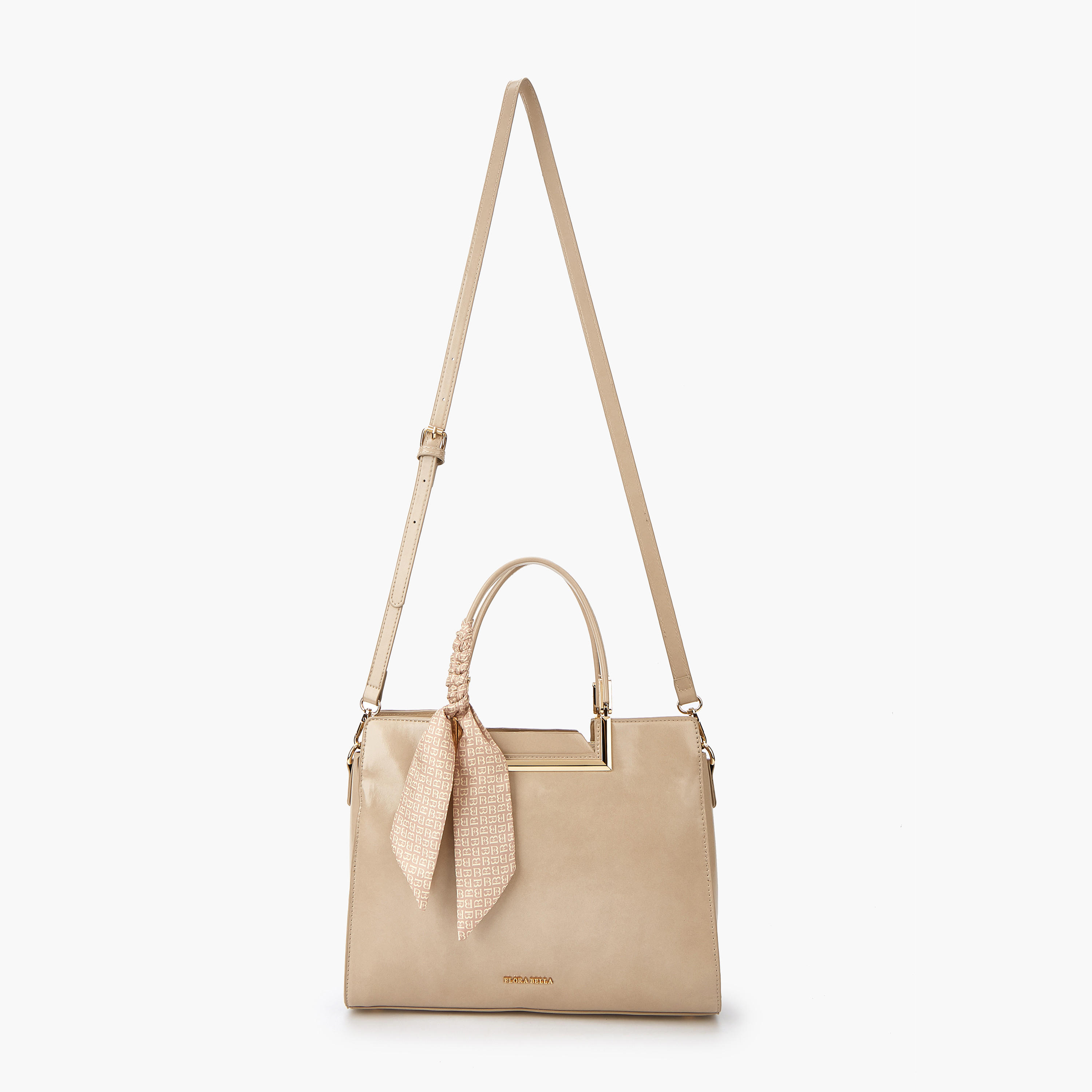 Flora Bella Solid Tote Bag with Scarf Detail and Double Handle-women-bagsandwallets-handbags-image-2