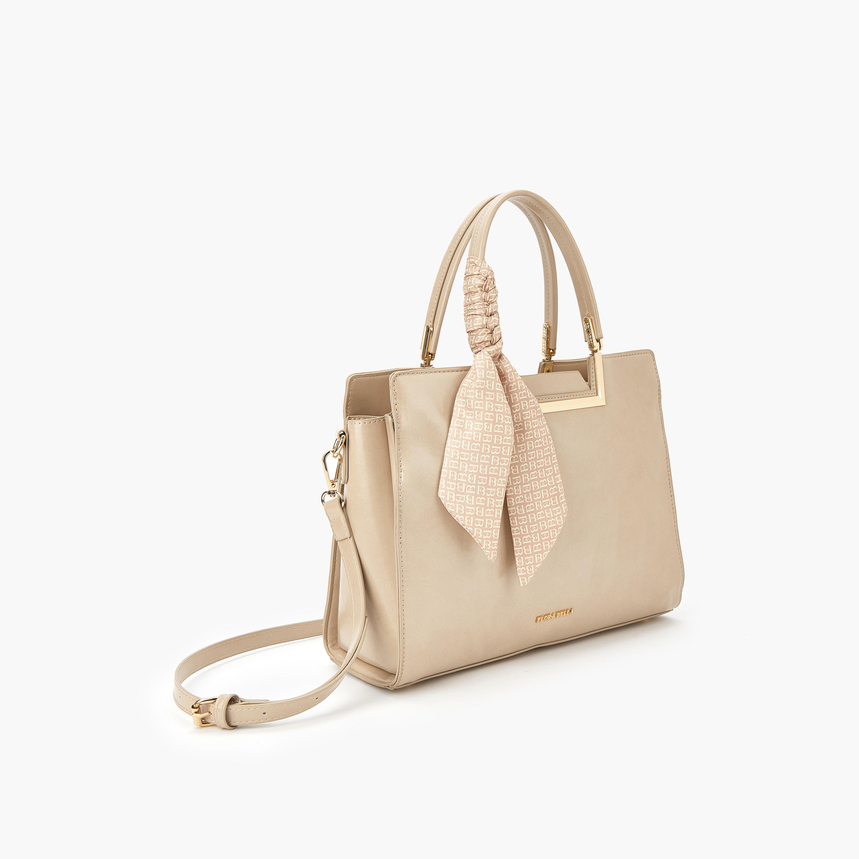 Flora Bella Solid Tote Bag with Scarf Detail and Double Handle-women-bagsandwallets-handbags-image-3
