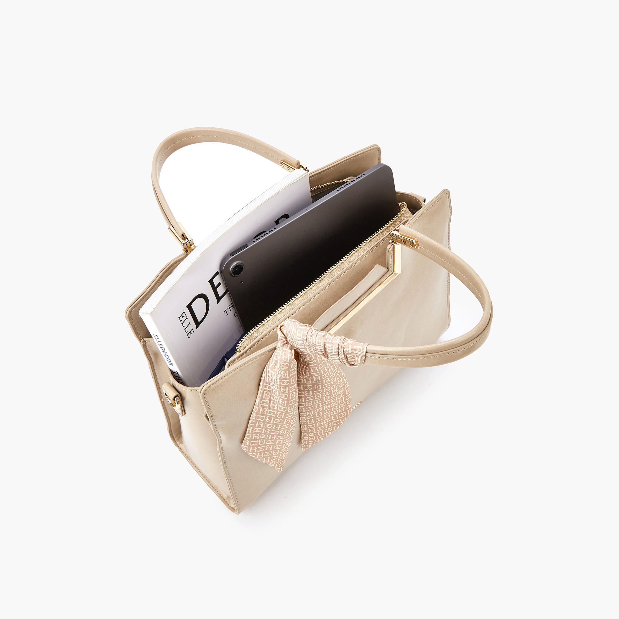 Flora Bella Solid Tote Bag with Scarf Detail and Double Handle-women-bagsandwallets-handbags-image-7