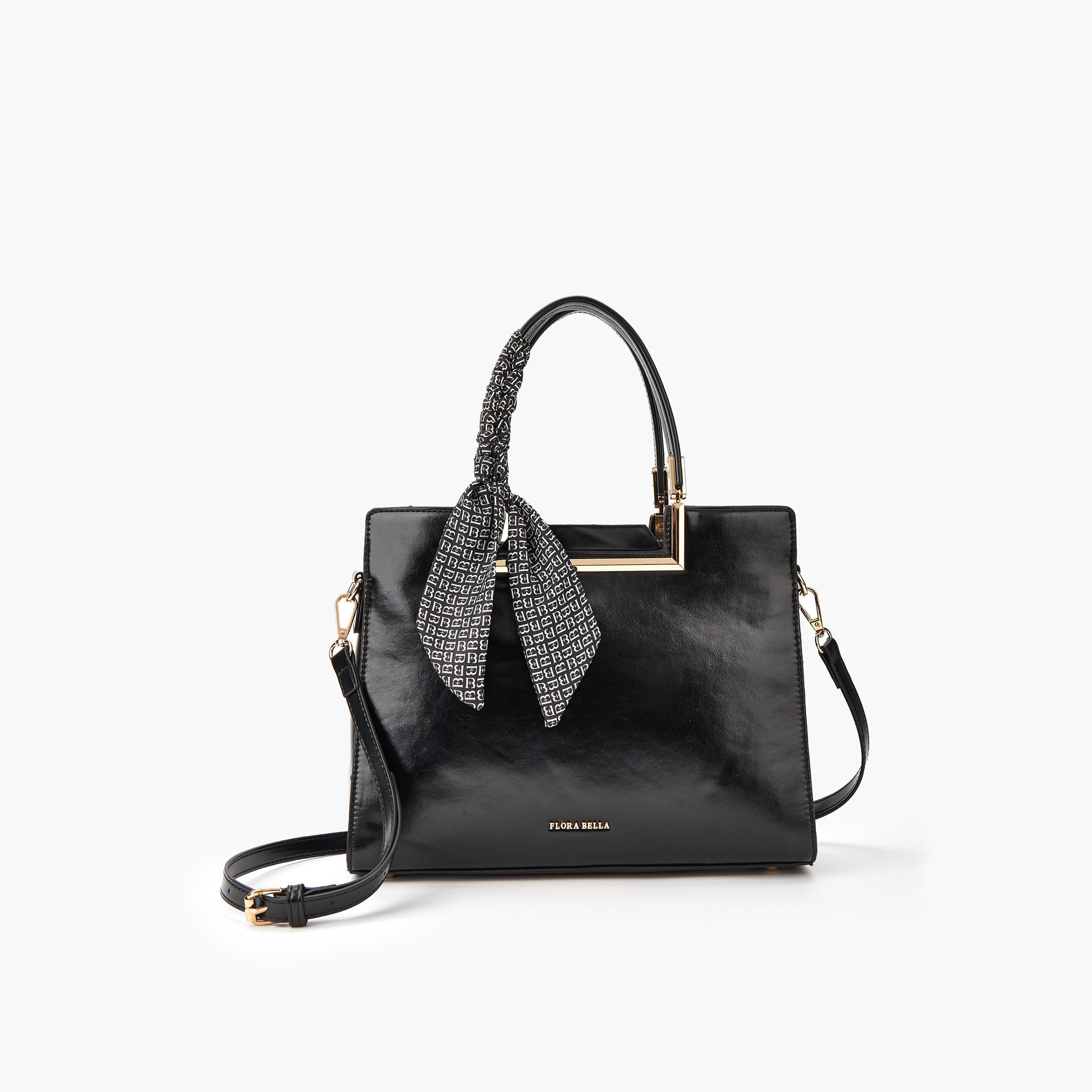 Flora Bella Solid Tote Bag with Scarf Detail and Double Handle-women-bagsandwallets-handbags-image-1