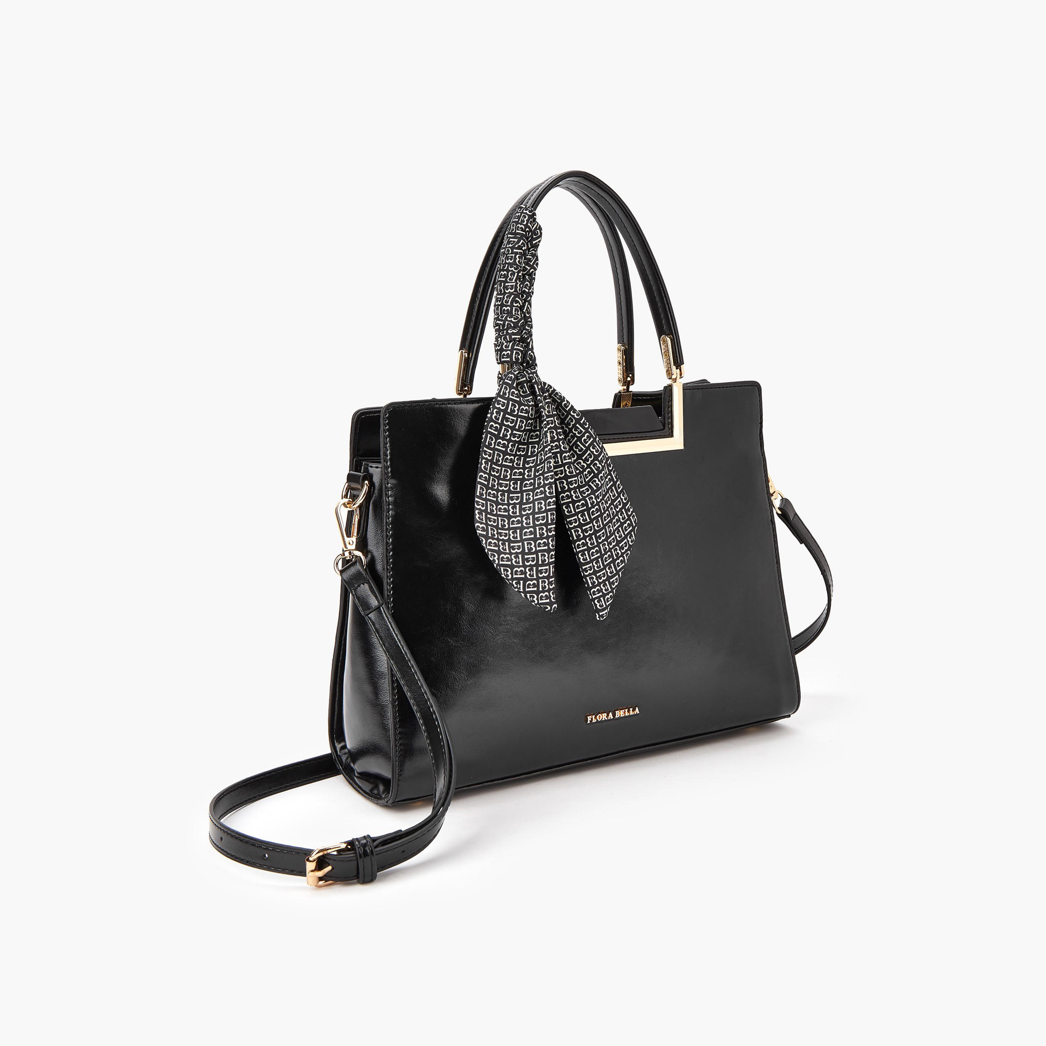 Flora Bella Solid Tote Bag with Scarf Detail and Double Handle-women-bagsandwallets-handbags-image-3