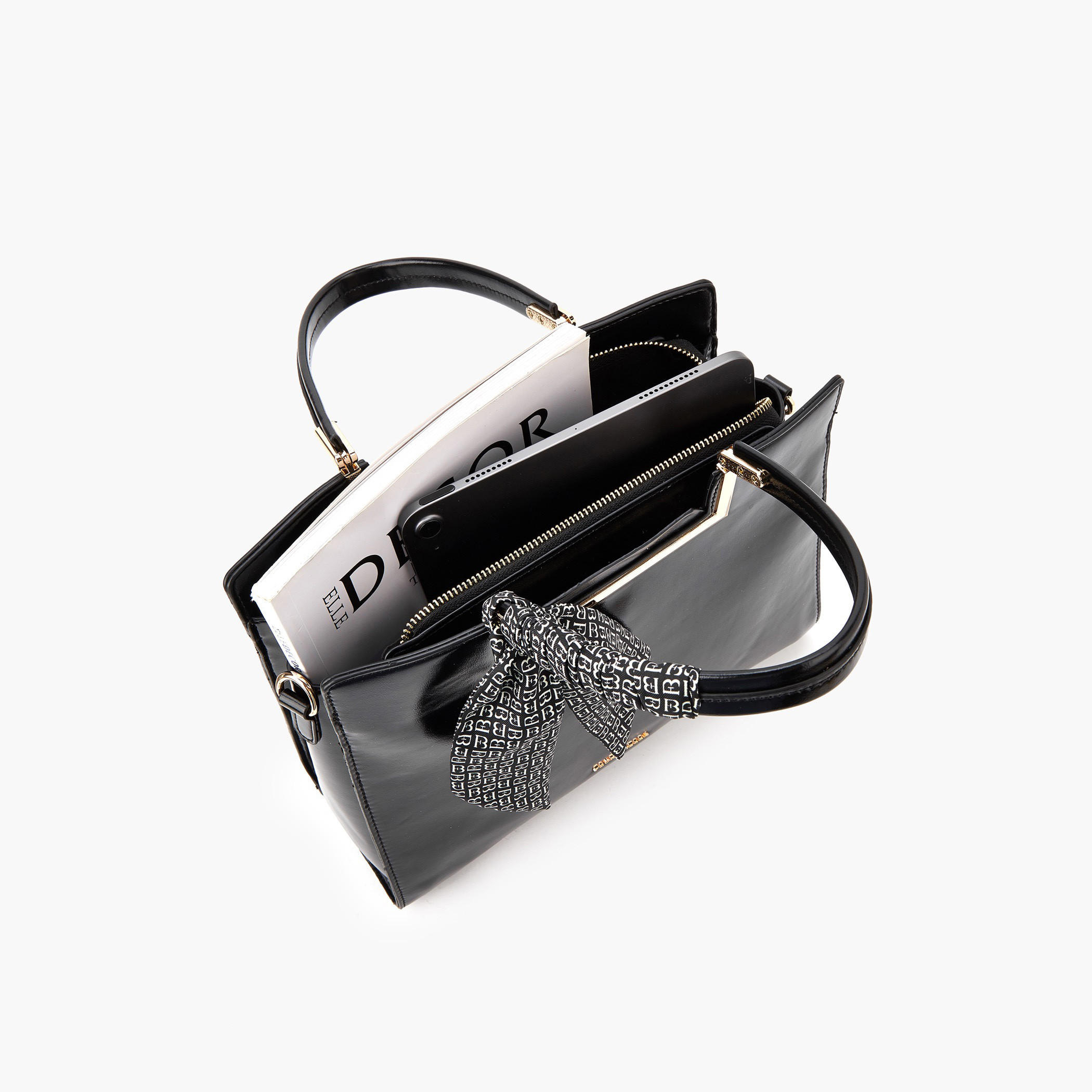 Flora Bella Solid Tote Bag with Scarf Detail and Double Handle-women-bagsandwallets-handbags-image-7