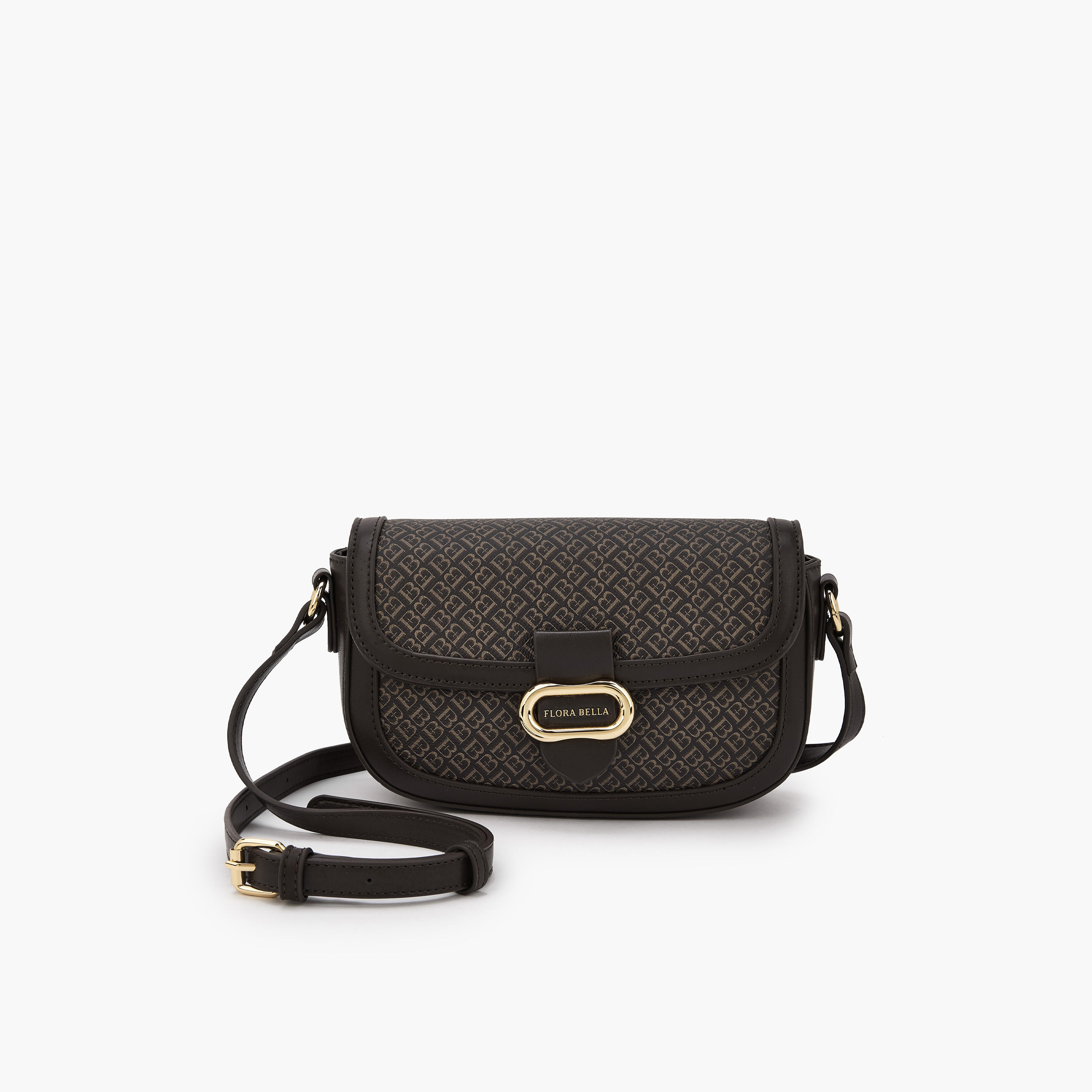 شنطة كروس بودي بطبعات مونوجرام مع حزام قابل للتعديل من فلورا بيلا-women-bagsandwallets-handbags-image-1