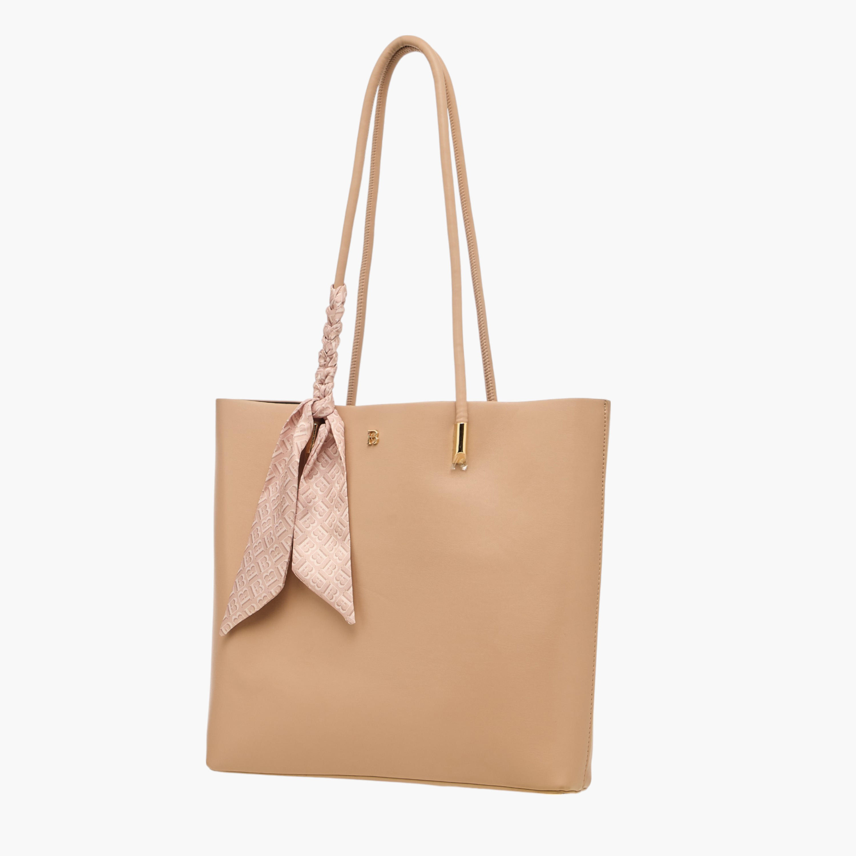 شنطة توتي سادة مزينة بوشاح مونوجرام مع شنطة صغيرة من من فلورا بيلا-women-bagsandwallets-handbags-image-5