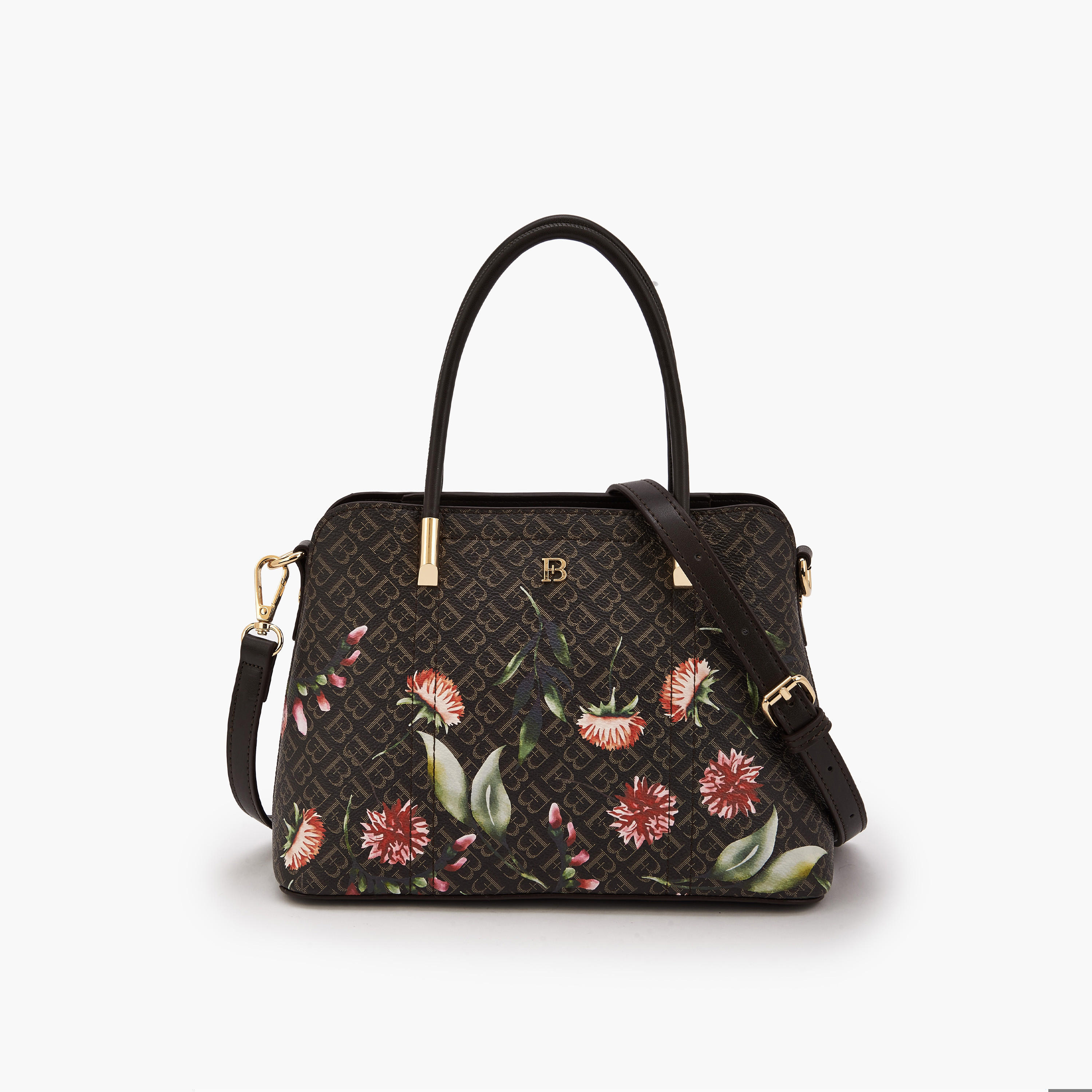 Flora Bella Monogram Print Tote Bag with Double Handles-women-bagsandwallets-handbags-image-1