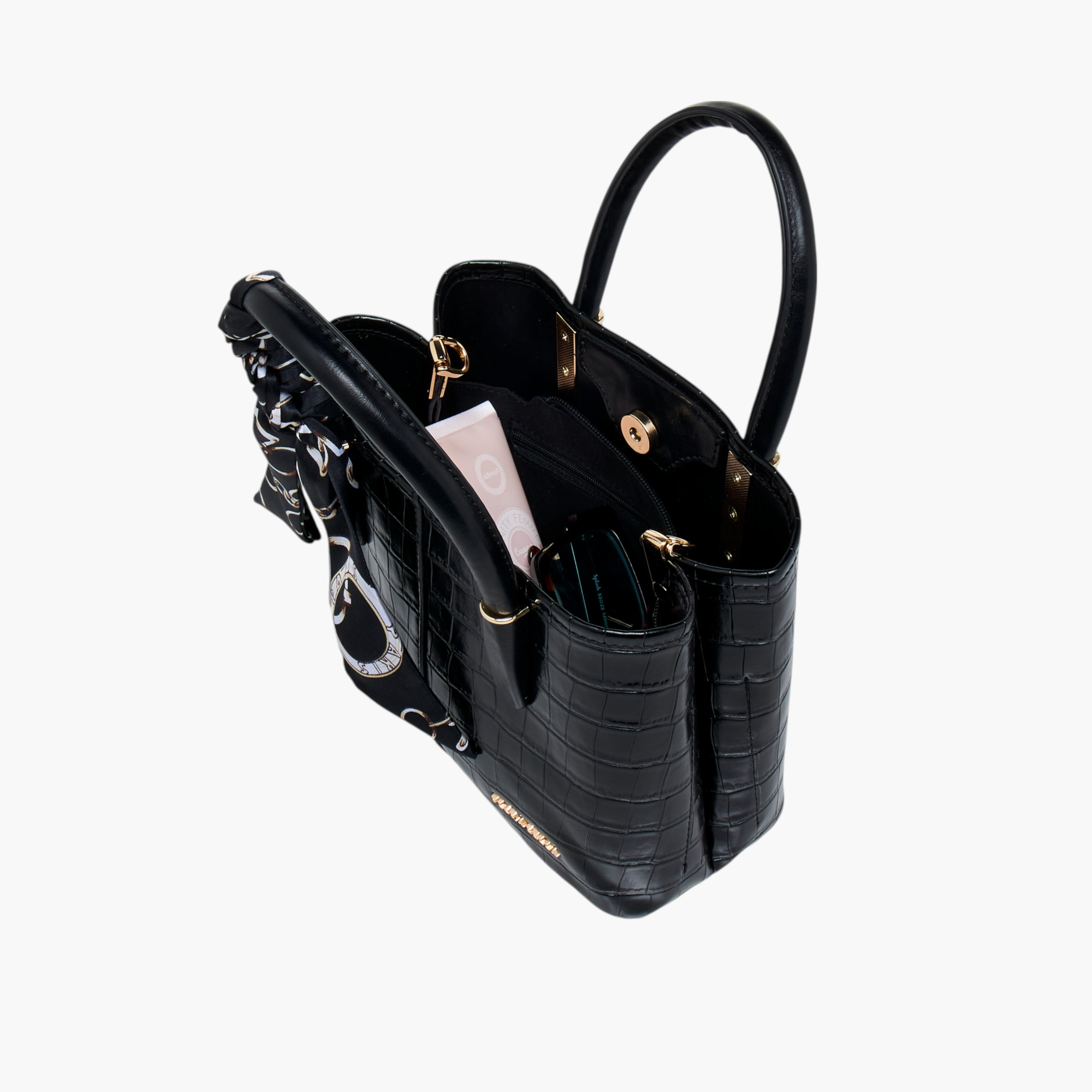 شنطة توت بحزام قابل للفصل وزر إغلاق وتزيينات وشاح من فلورا بيلا-women-bagsandwallets-handbags-image-8