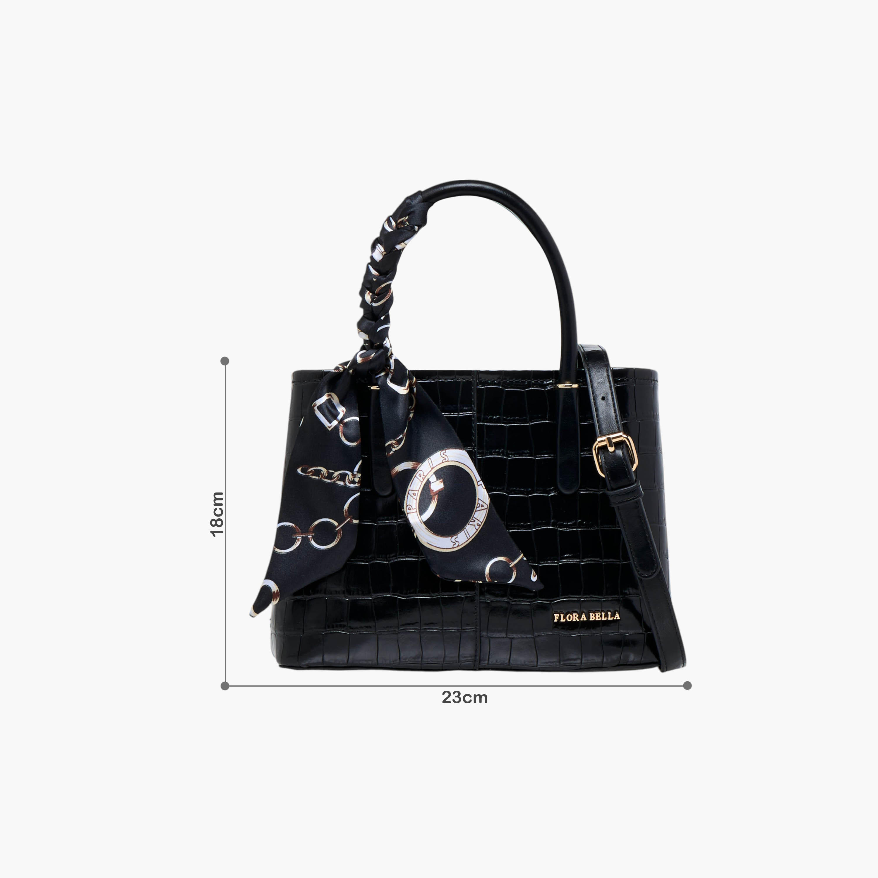 شنطة توت بحزام قابل للفصل وزر إغلاق وتزيينات وشاح من فلورا بيلا-women-bagsandwallets-handbags-image-2