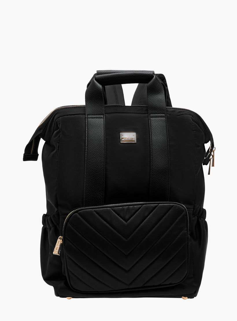 شنطة ظهر بارزة الملمس بأحزمة قابلة للتعديل وسحاب إغلاق من فلورا بيلا - 15x28x39 سم-men-bags-image-1