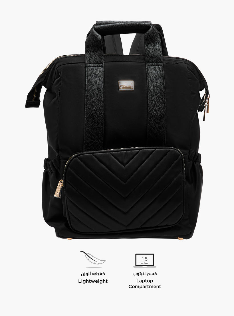 شنطة ظهر بارزة الملمس بأحزمة قابلة للتعديل وسحاب إغلاق من فلورا بيلا - 15x28x39 سم-men-bags-image-5