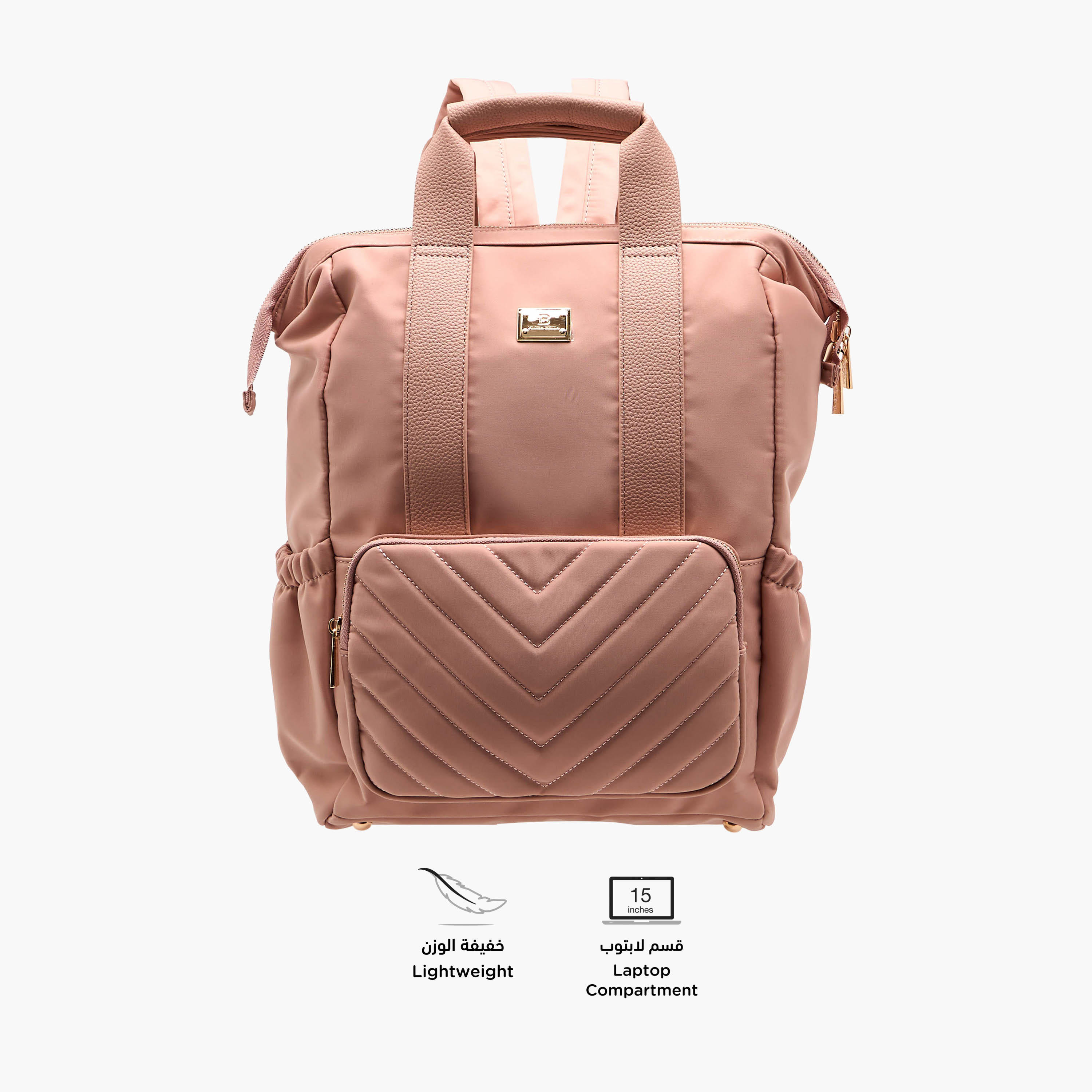 Flora Bella Textured Backpack with Adjustable Straps and Zip Closure - 15x28x39 cm-men-bags-image-4
