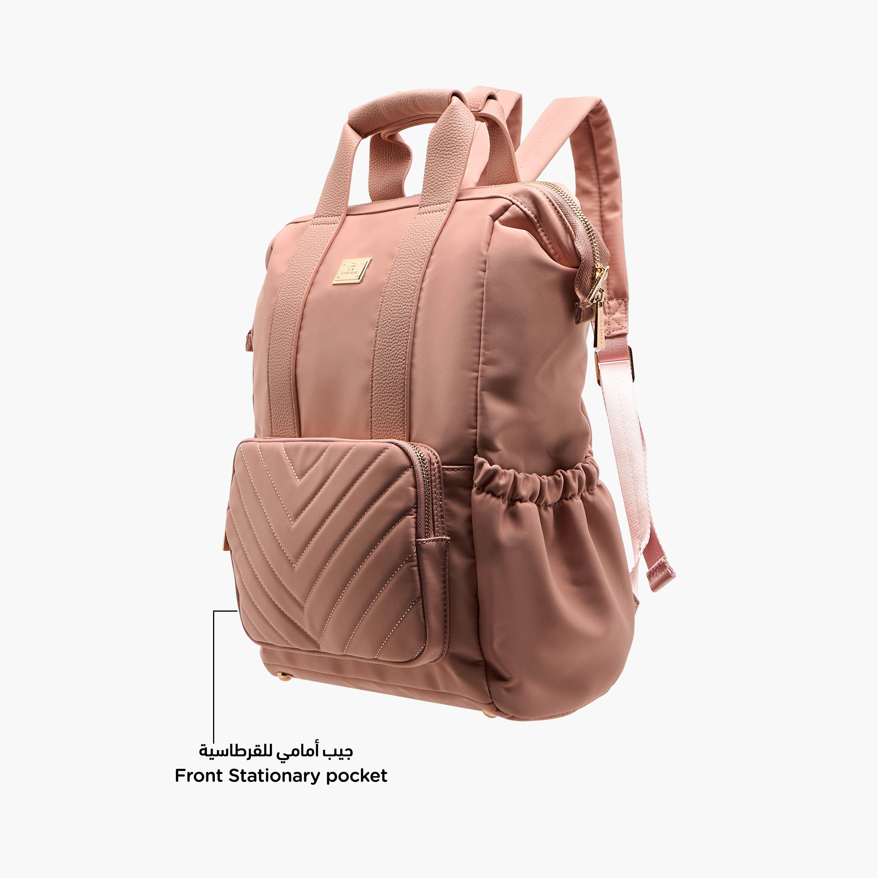 Flora Bella Textured Backpack with Adjustable Straps and Zip Closure - 15x28x39 cm-men-bags-image-6