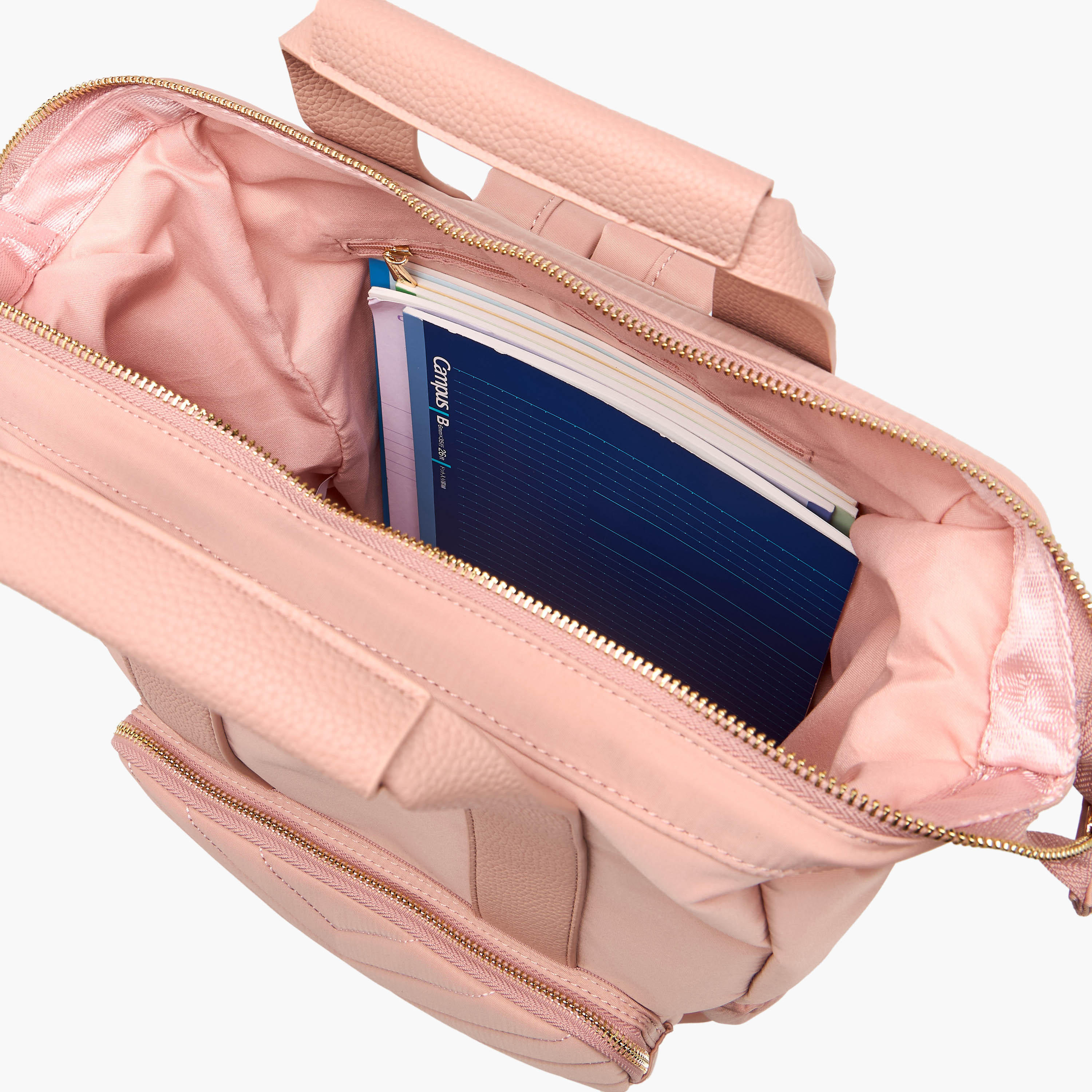 Flora Bella Textured Backpack with Adjustable Straps and Zip Closure - 15x28x39 cm-men-bags-image-9