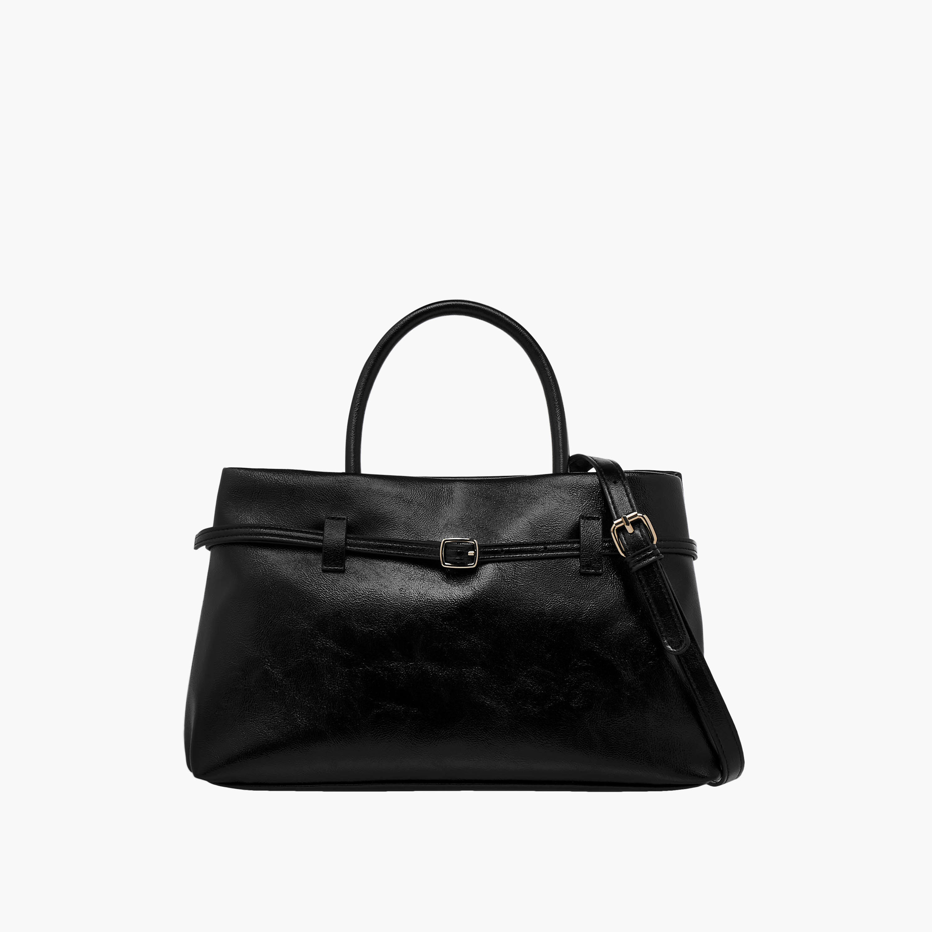 Flora Bella Solid Tote Bag with Buckle Accent and Zip Closure-women-bagsandwallets-handbags-image-1