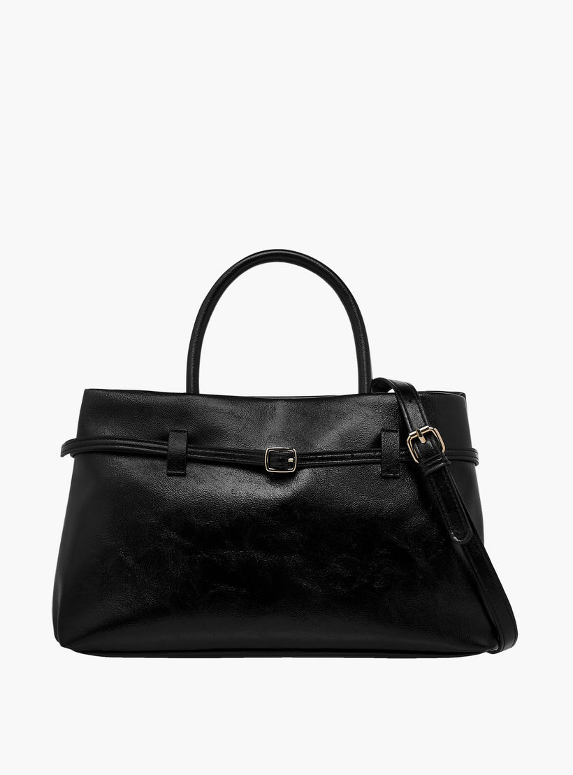 Flora Bella Solid Tote Bag with Buckle Accent and Zip Closure-women-bagsandwallets-handbags-image-1
