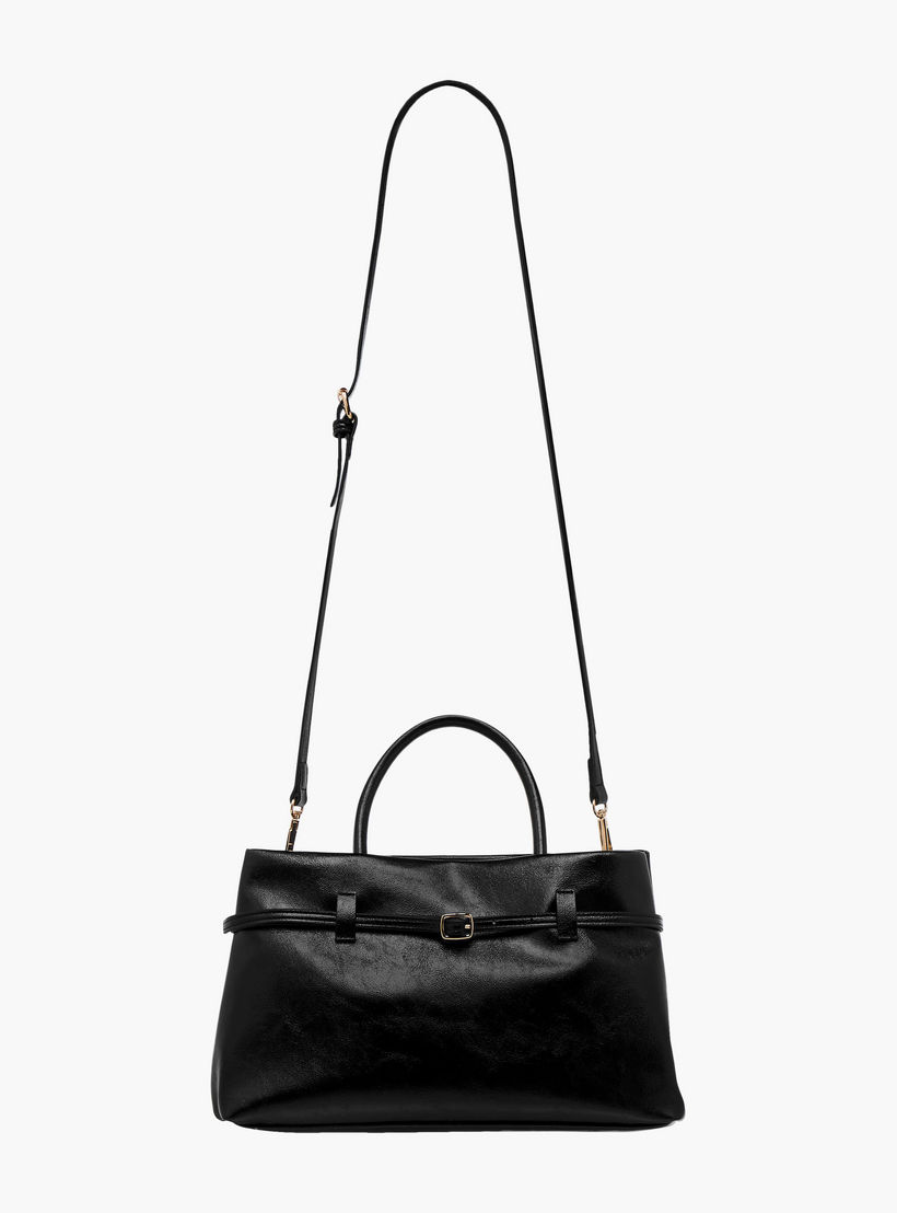 Flora Bella Solid Tote Bag with Buckle Accent and Zip Closure-women-bagsandwallets-handbags-image-3