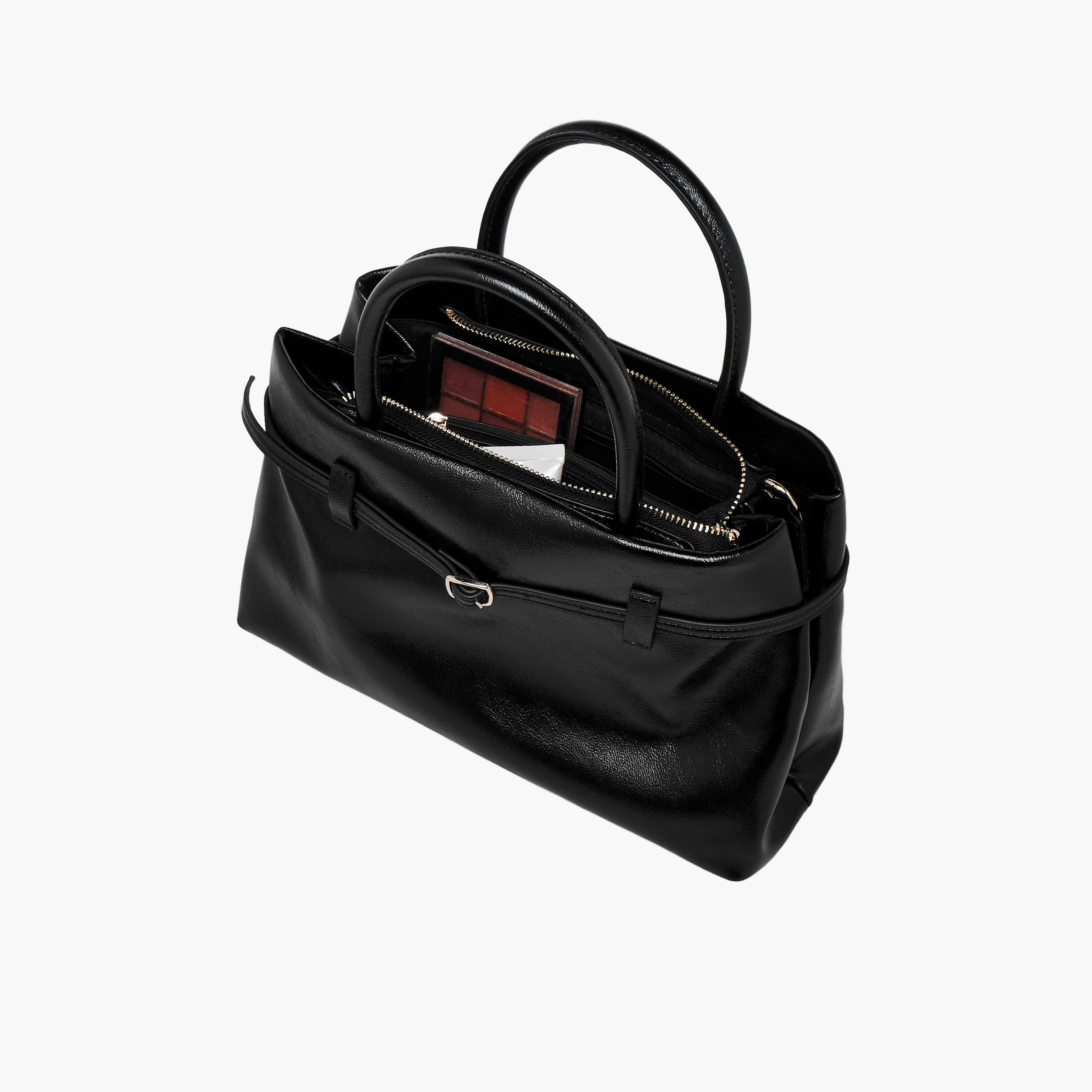 Flora Bella Solid Tote Bag with Buckle Accent and Zip Closure-women-bagsandwallets-handbags-image-8