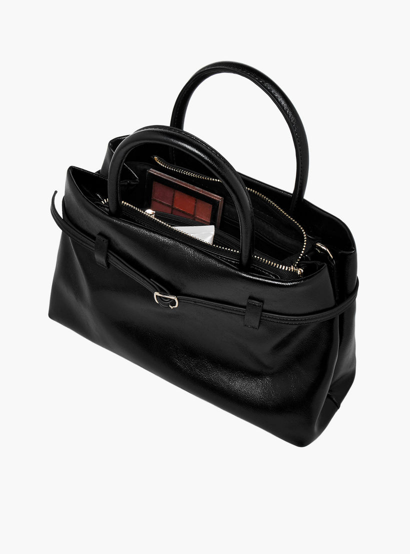 Flora Bella Solid Tote Bag with Buckle Accent and Zip Closure-women-bagsandwallets-handbags-image-8