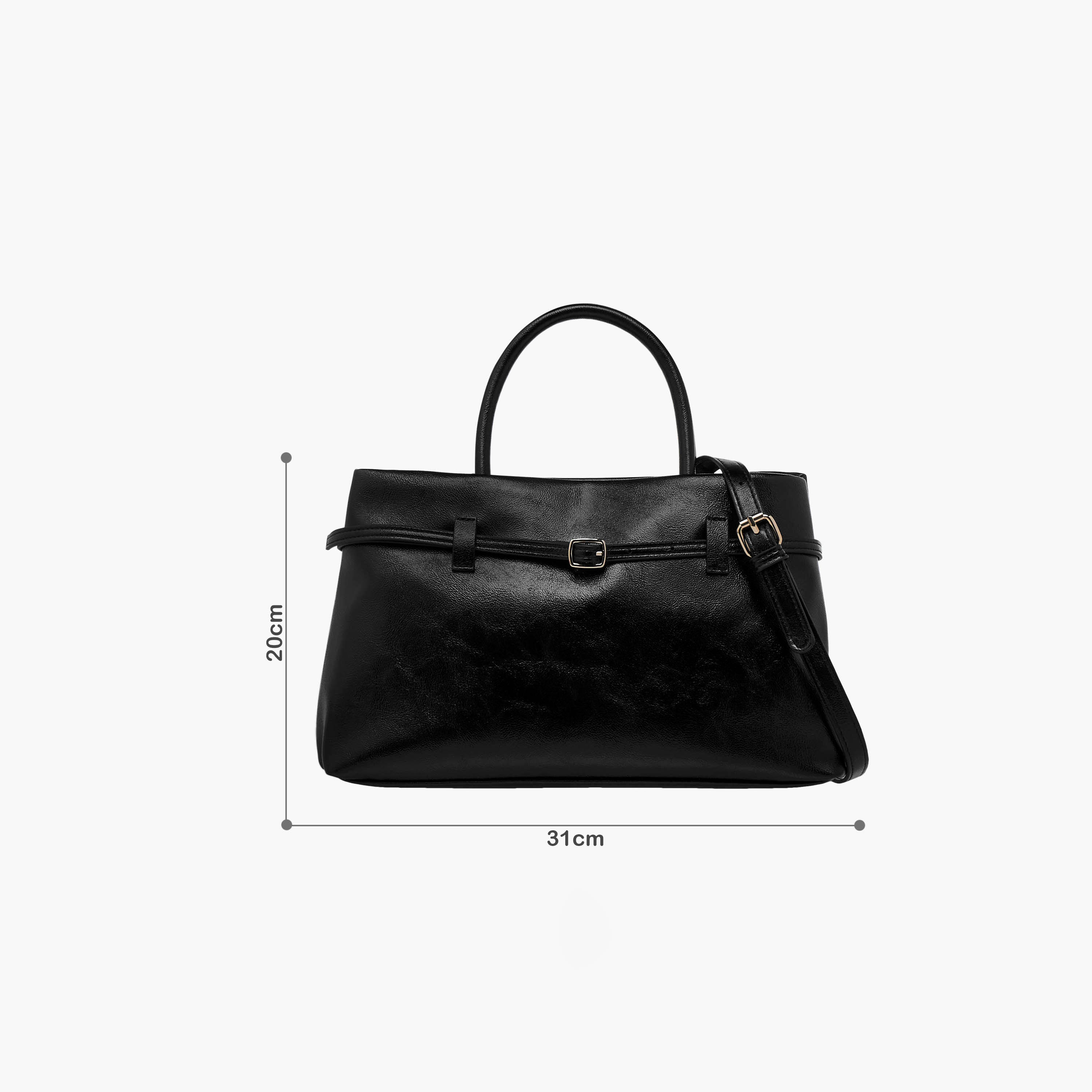 Flora Bella Solid Tote Bag with Buckle Accent and Zip Closure-women-bagsandwallets-handbags-image-2