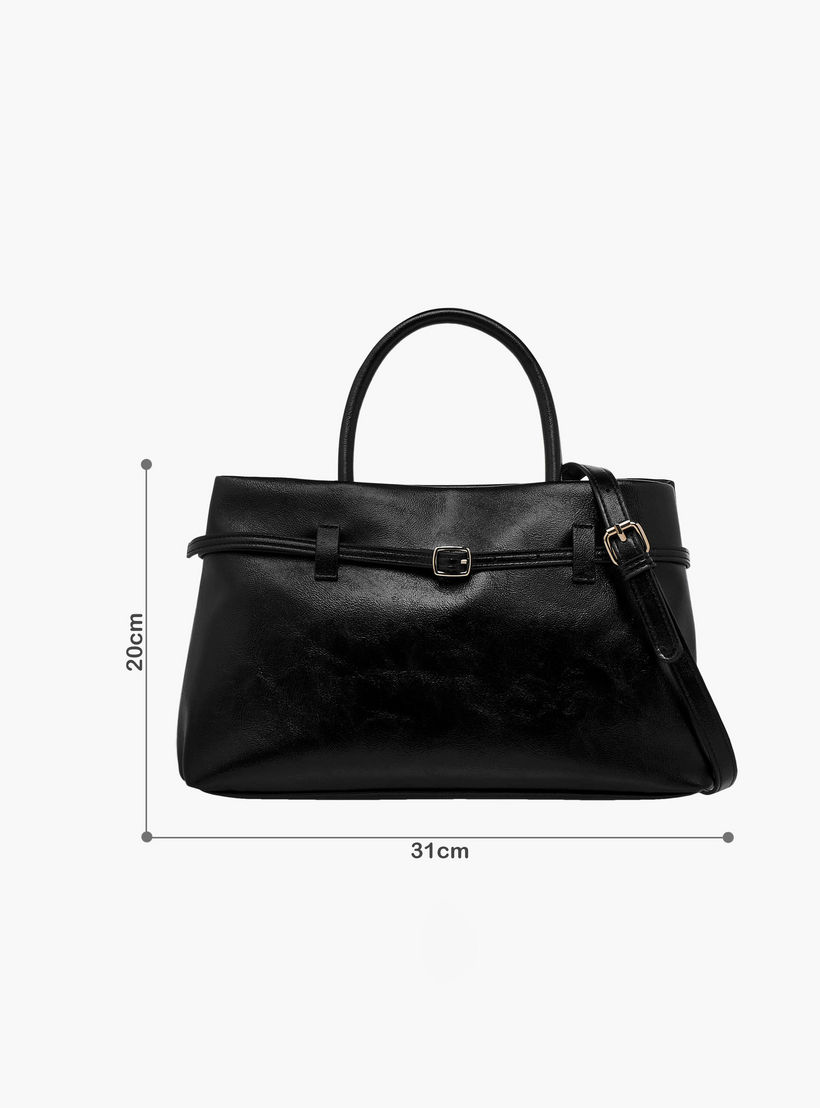 Flora Bella Solid Tote Bag with Buckle Accent and Zip Closure-women-bagsandwallets-handbags-image-2