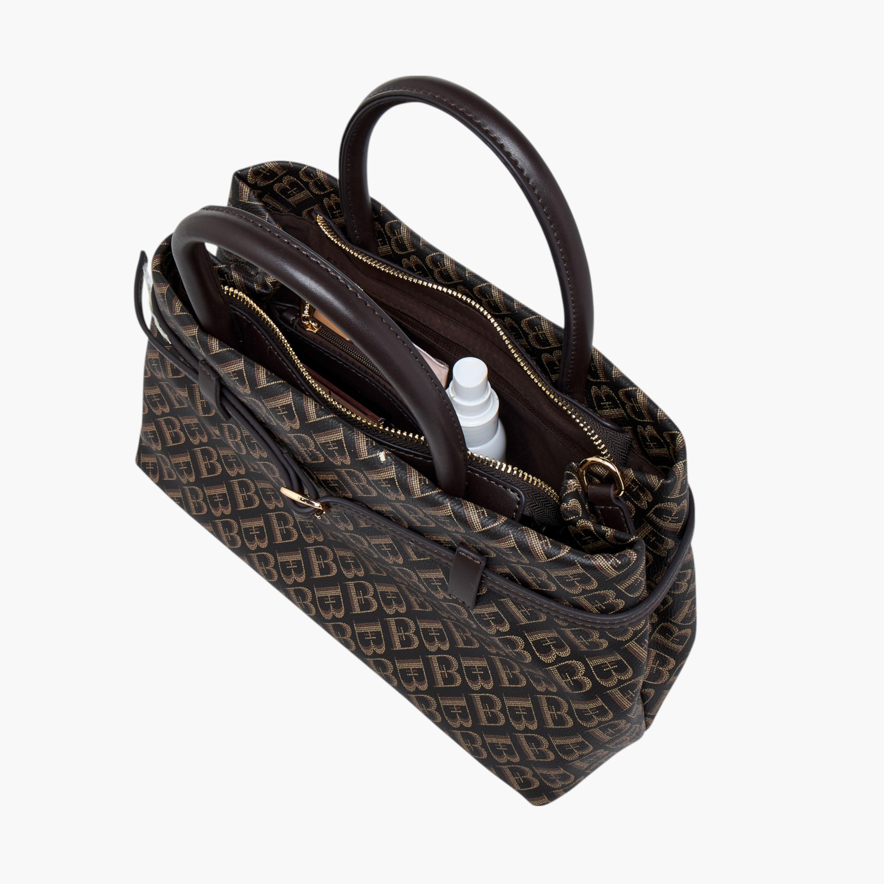Flora Bella Monogram Print Tote Bag with Detachable Strap and Zip Closure-women-bagsandwallets-handbags-image-8