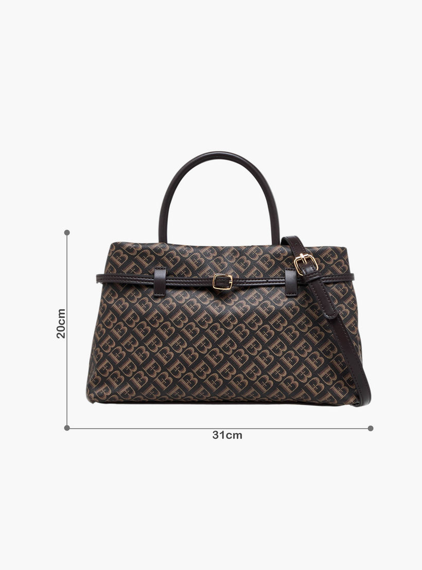 Flora Bella Monogram Print Tote Bag with Detachable Strap and Zip Closure-women-bagsandwallets-handbags-image-2
