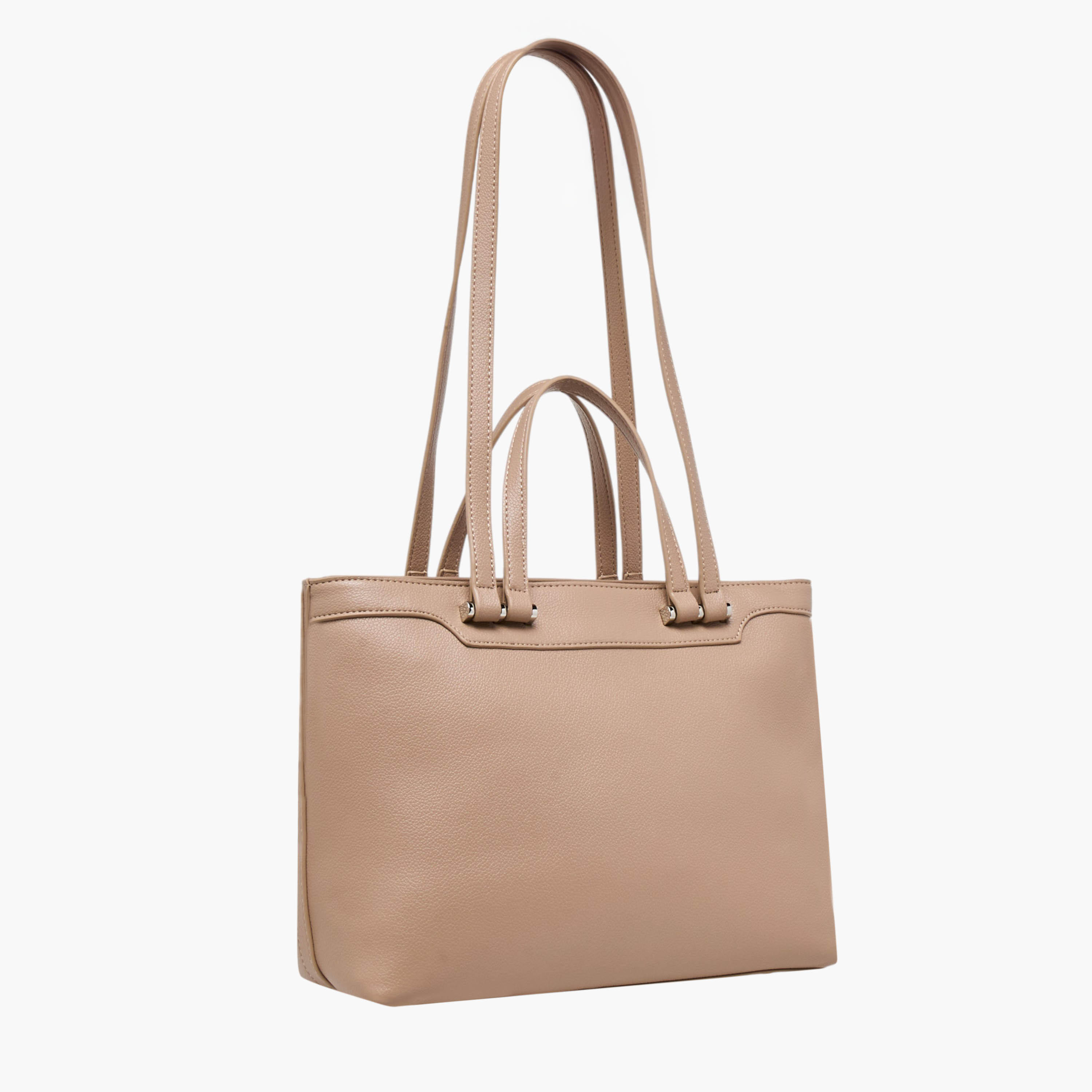 Flora Bella Solid Tote Bag with Double Handle and Zip Closure-women-bagsandwallets-handbags-image-4