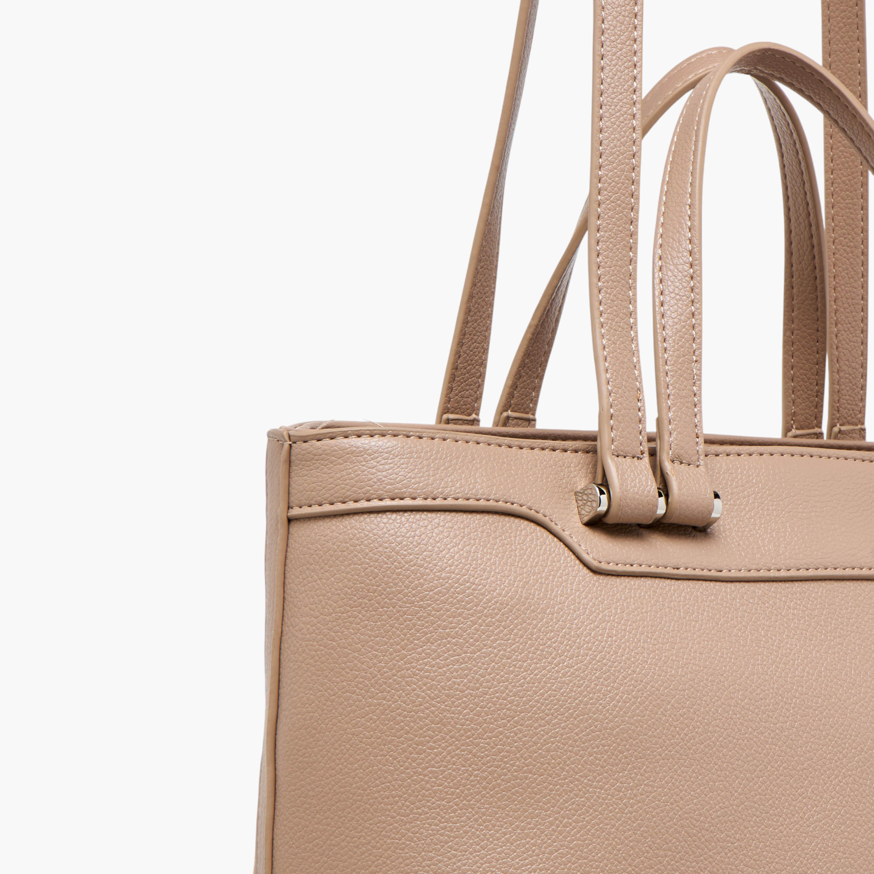 Flora Bella Solid Tote Bag with Double Handle and Zip Closure-women-bagsandwallets-handbags-image-6