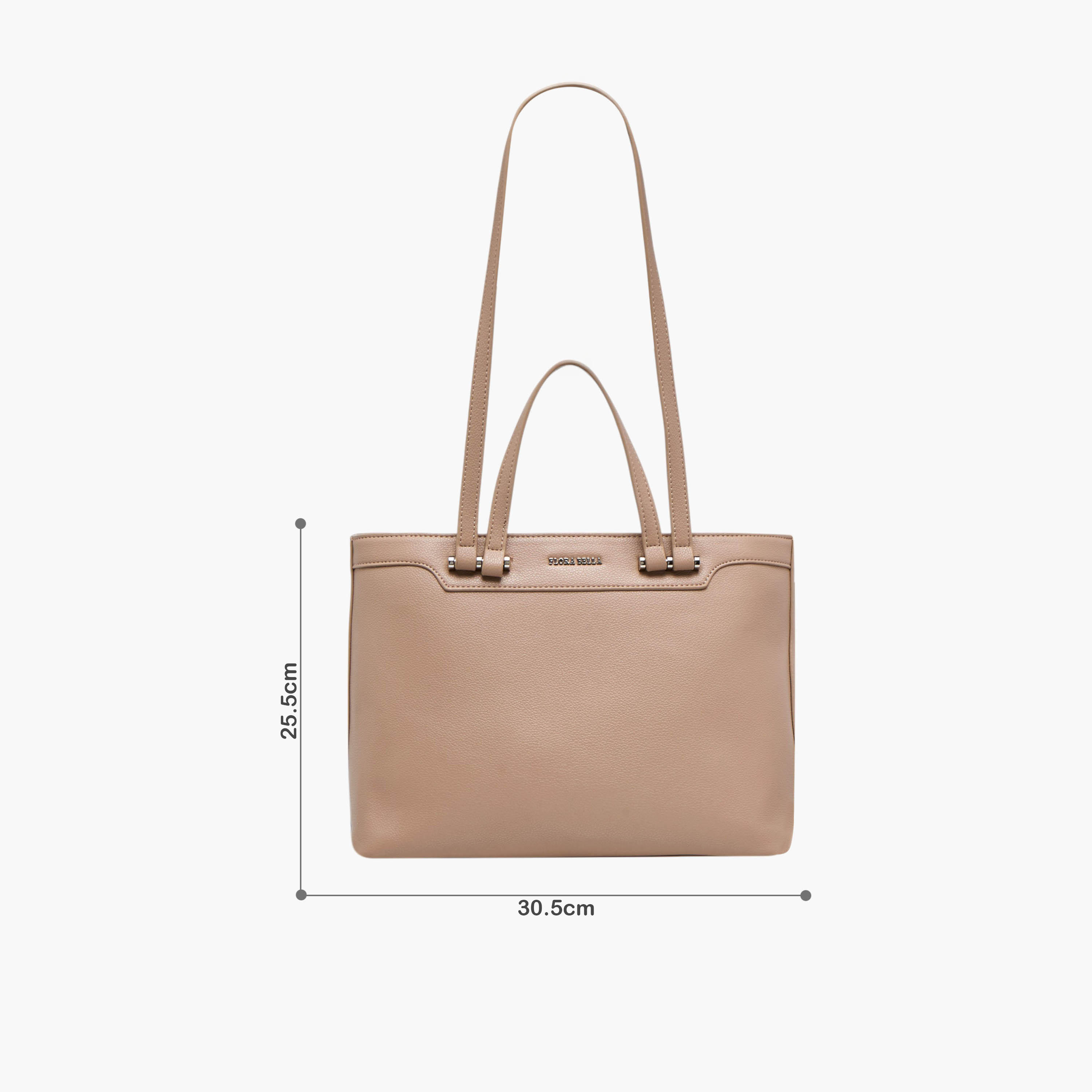 Flora Bella Solid Tote Bag with Double Handle and Zip Closure-women-bagsandwallets-handbags-image-2