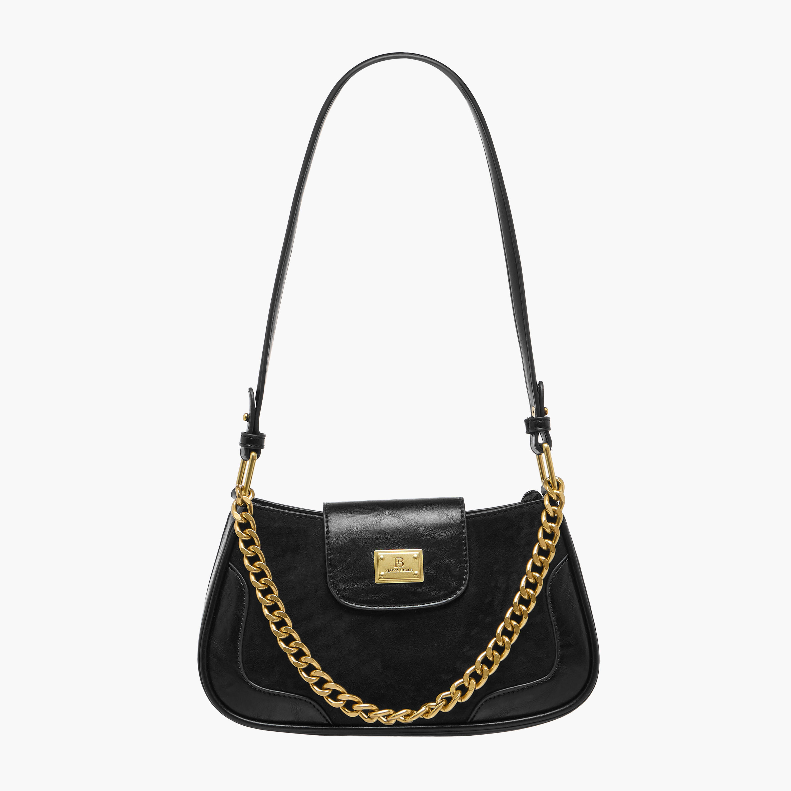 شنطة كتف سادة بمقبض حزام وإغلاق بطيّة من فلورا بيلا-women-bagsandwallets-handbags-image-1