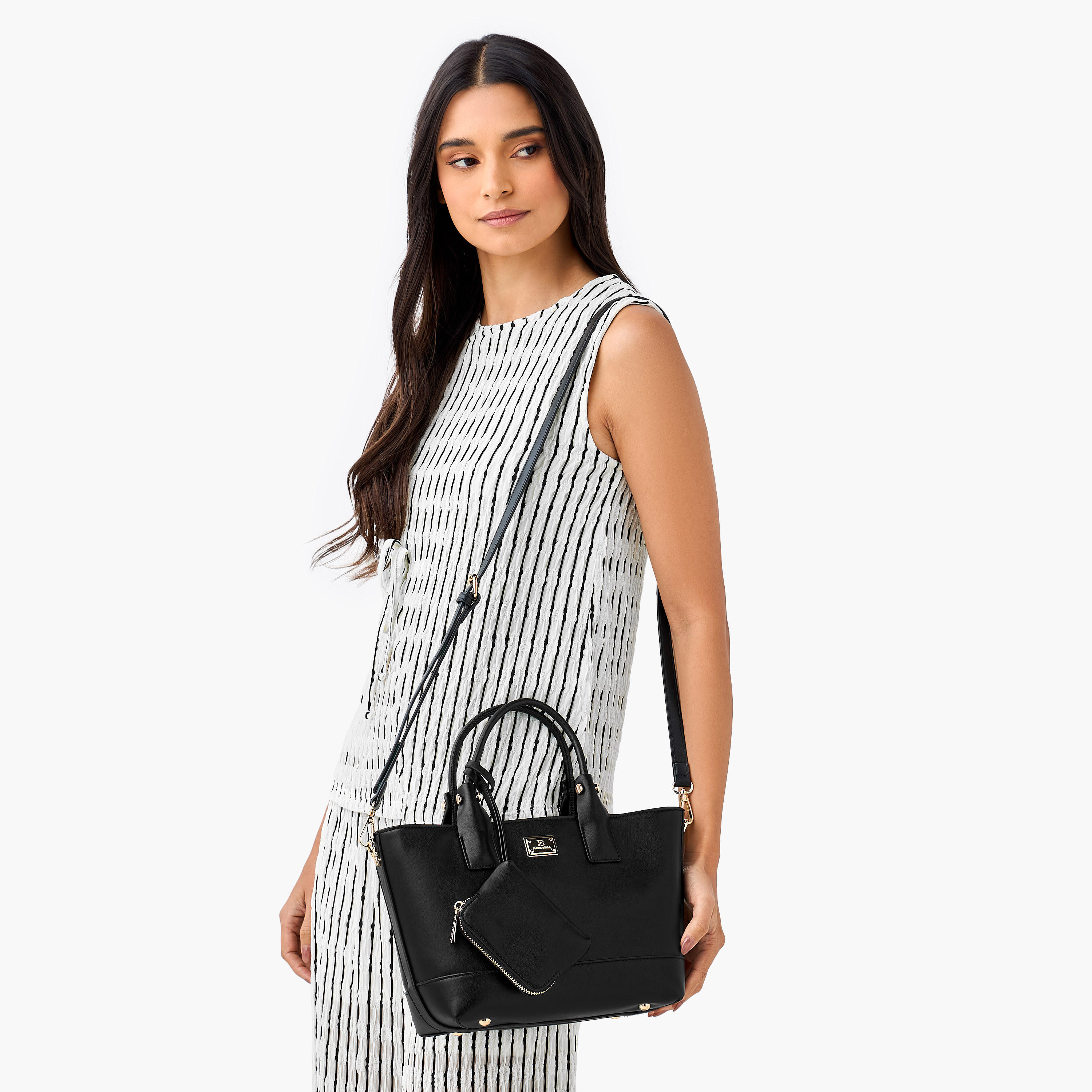 Flora Bella Solid Tote Bag with Detachable Strap and Pouch-women-bagsandwallets-handbags-image-2