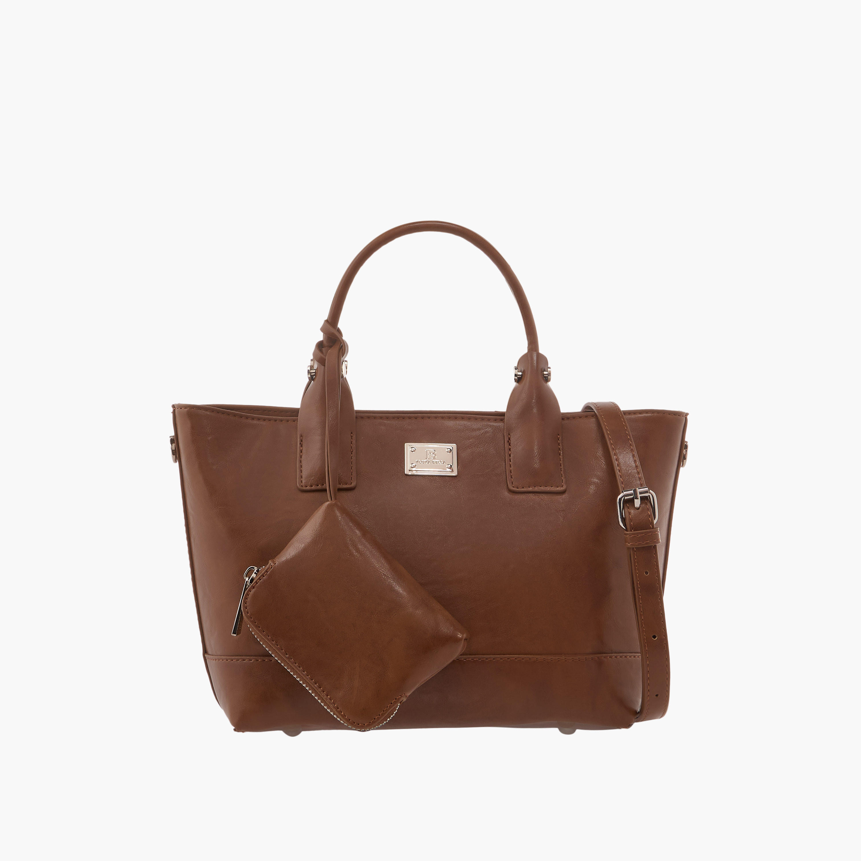Flora Bella Solid Tote Bag with Detachable Strap and Pouch-women-bagsandwallets-handbags-image-1