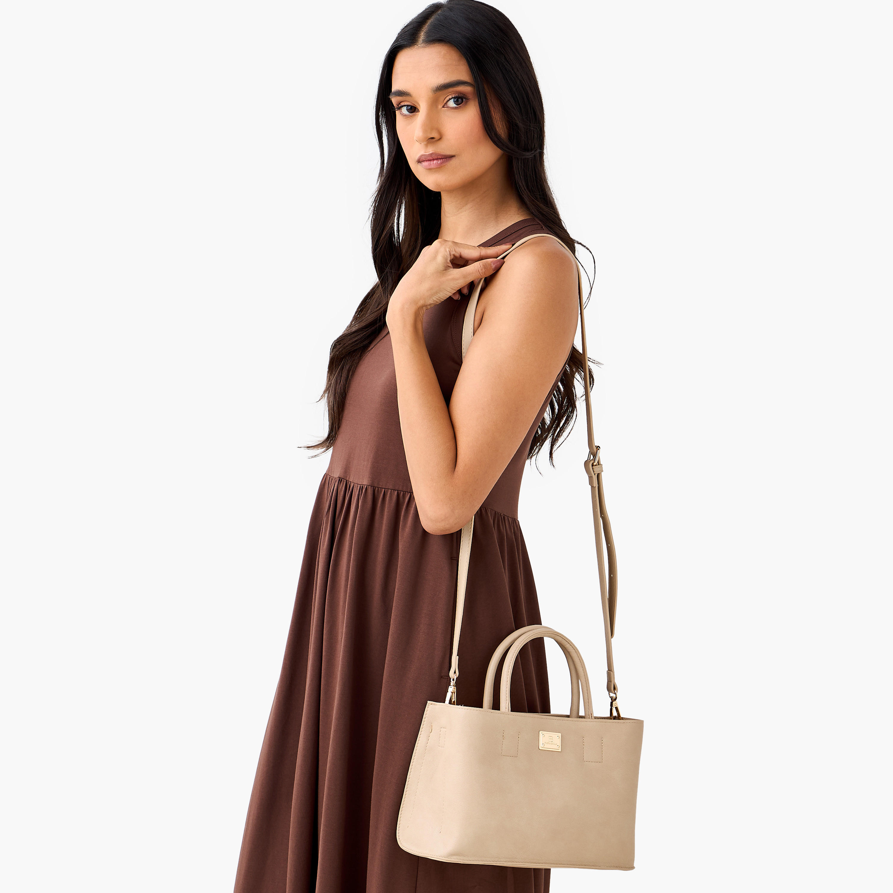 Flora Bella Solid Tote Bag with Adjustable Strap and Detachable Pouch-women-bagsandwallets-handbags-image-2