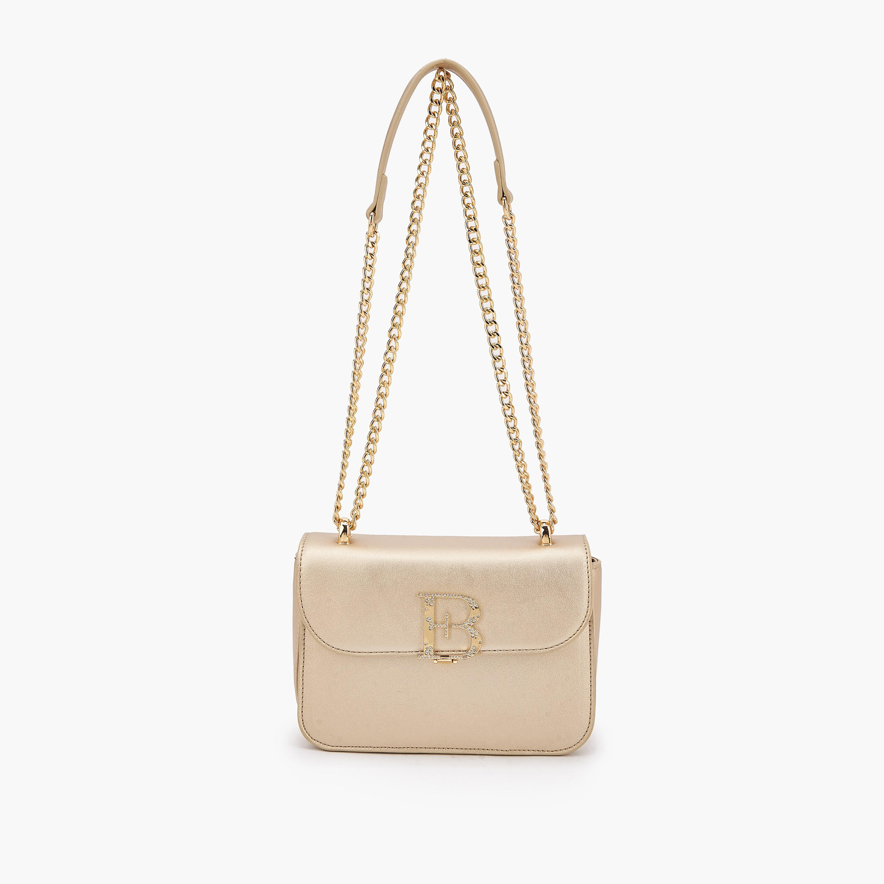 Flora Bella Logo Embellished Crossbody Bag with Chain Strap-women-bagsandwallets-handbags-image-1