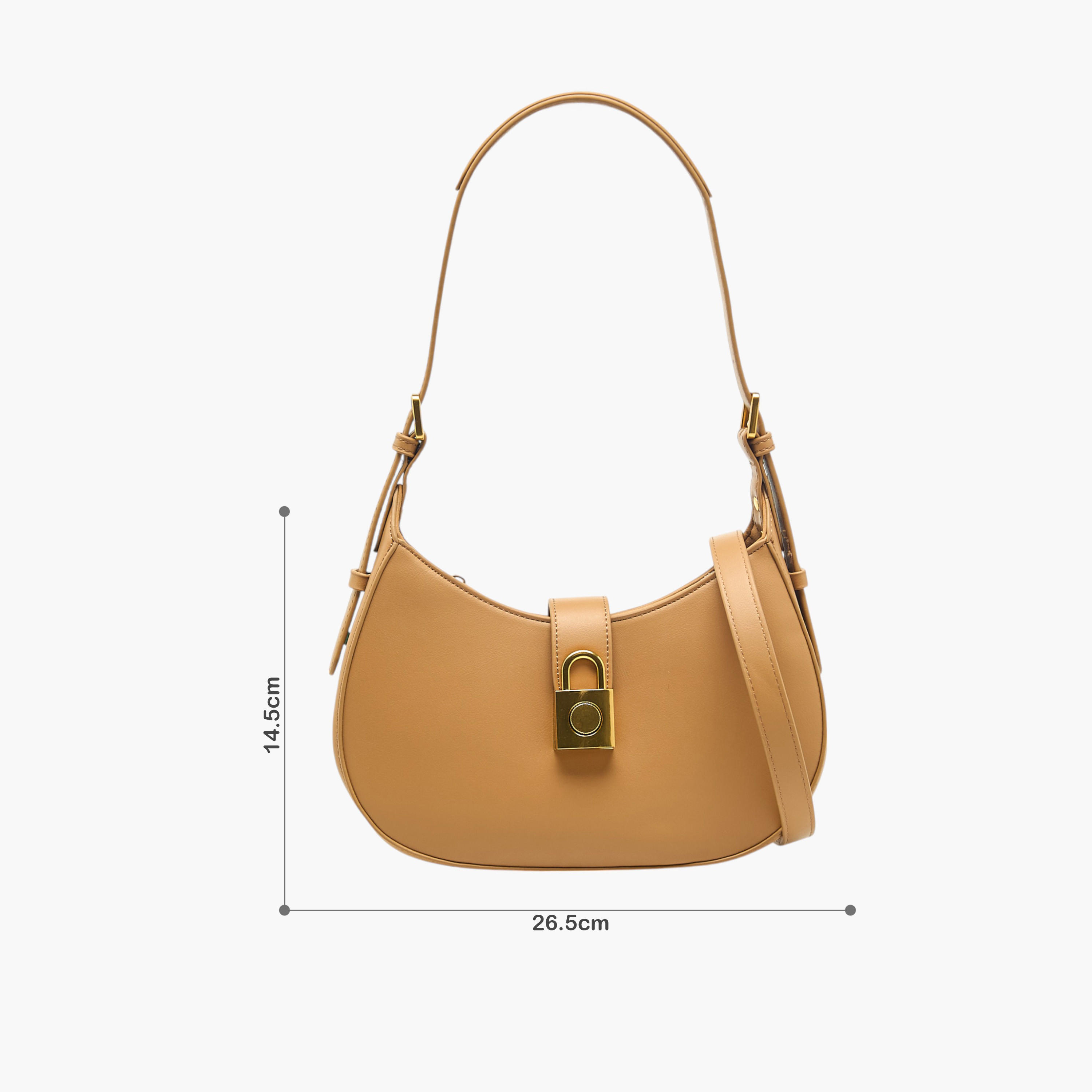 Flora Bella Solid Shoulder Bag with Adjustable Strap and Zip Closure-women-bagsandwallets-handbags-image-2