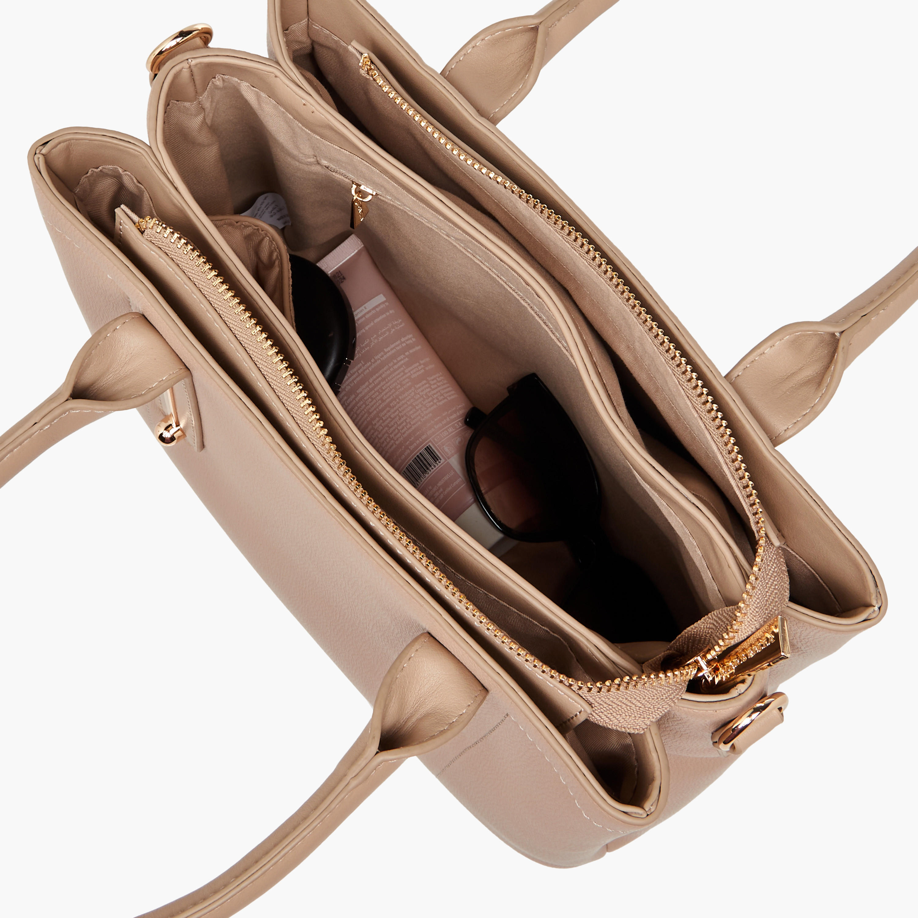 Flora Bella Textured Tote Bag with Zip Closure and Double Handle-women-bagsandwallets-handbags-image-8