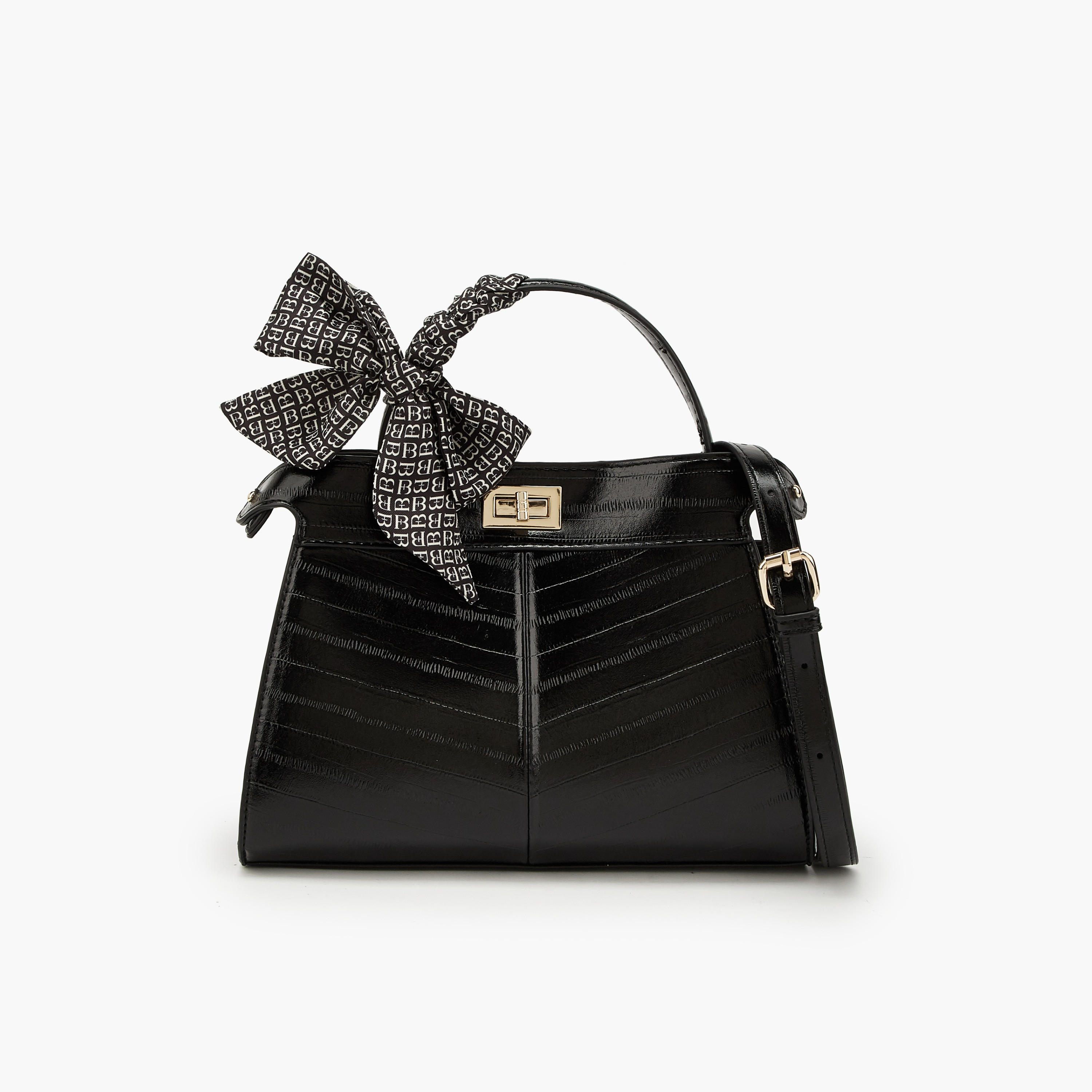 Flora Bella Textured Satchel Bag with Scarf Detail-women-bagsandwallets-handbags-image-1