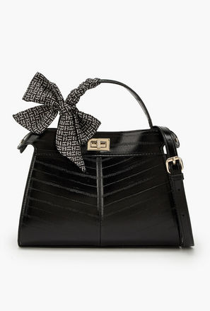 Flora Bella Textured Satchel Bag with Scarf Detail-women-image-1