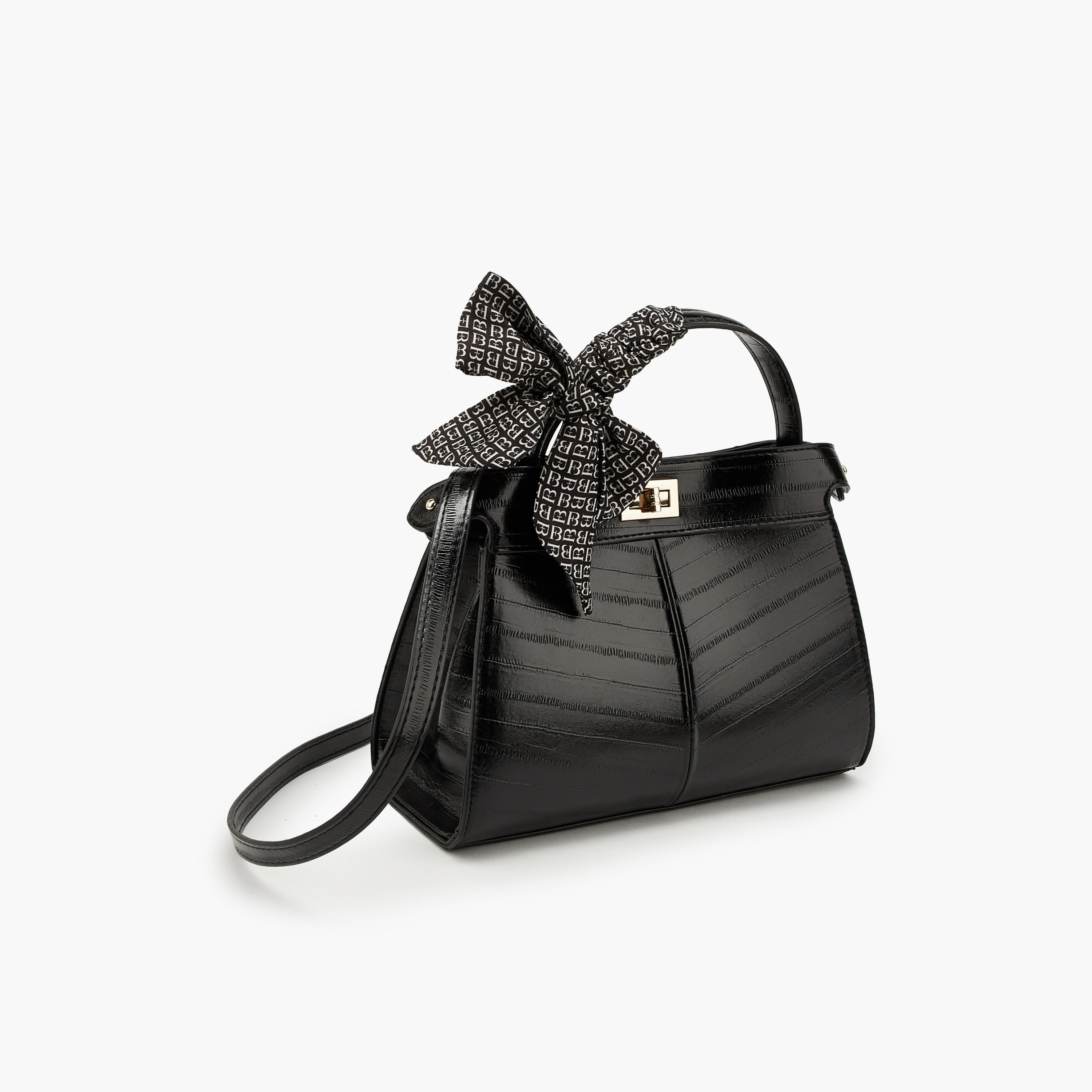 Flora Bella Textured Satchel Bag with Scarf Detail-women-bagsandwallets-handbags-image-2
