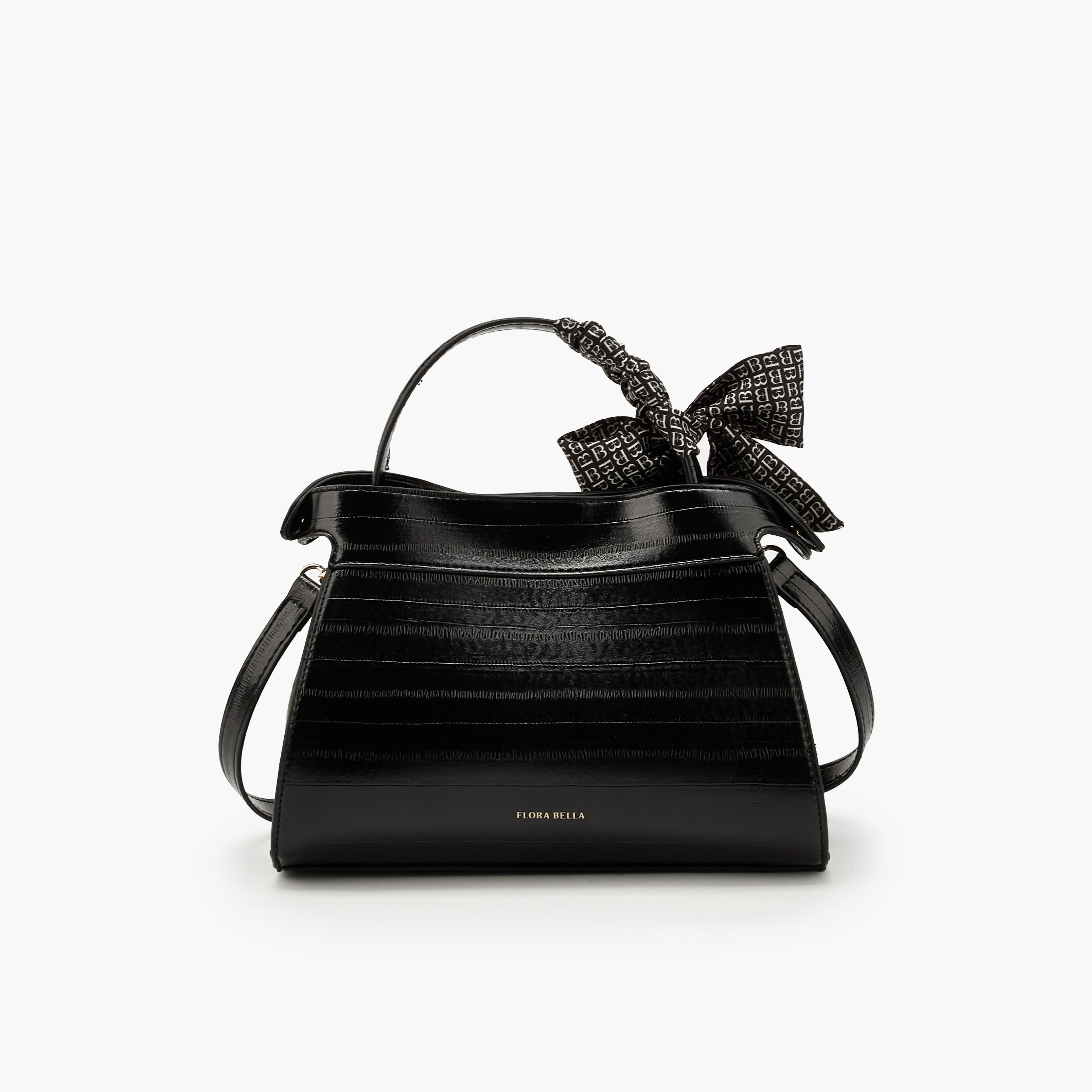 Flora Bella Textured Satchel Bag with Scarf Detail-women-bagsandwallets-handbags-image-6