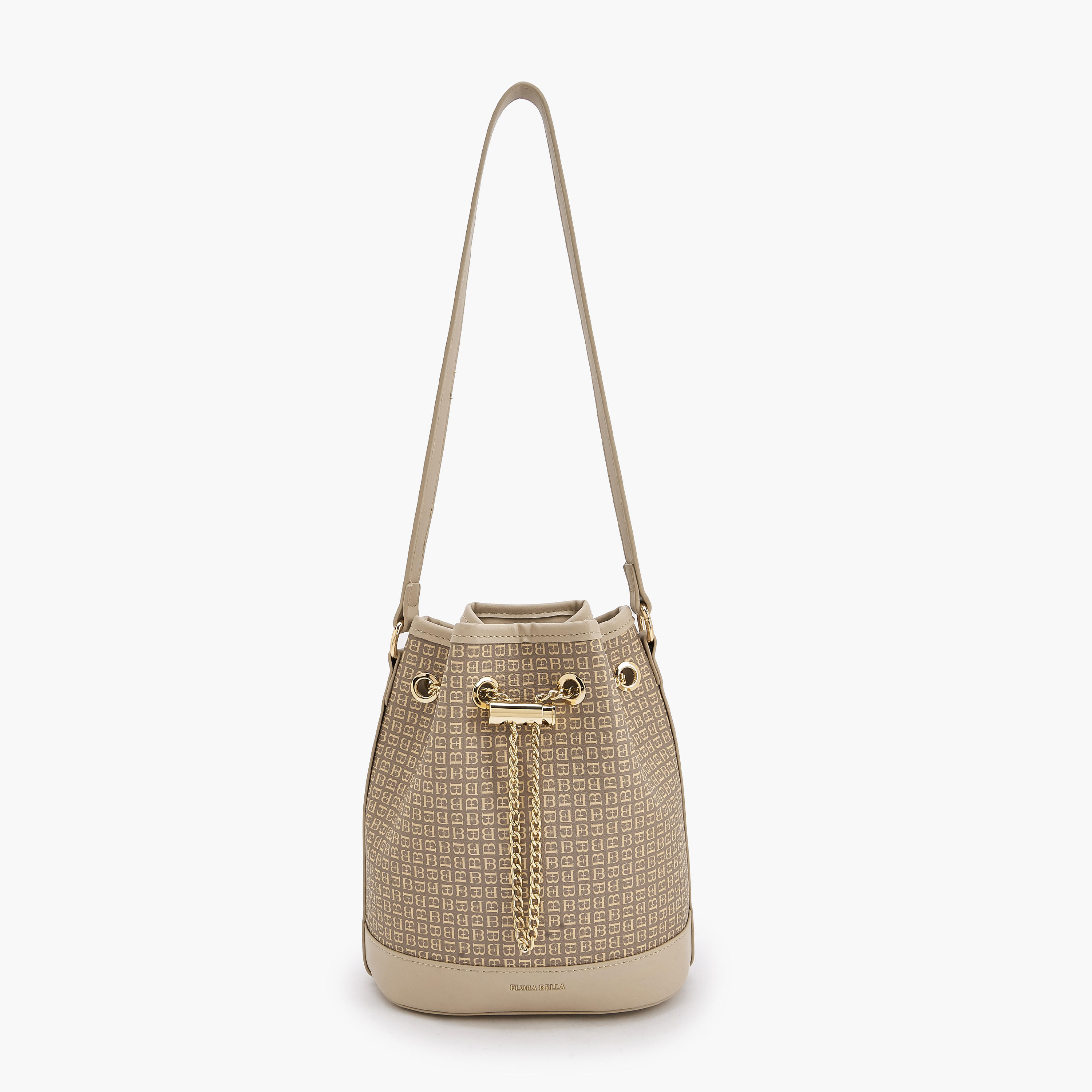 شنطة دلو بطبعات مونوجرام مع شنطة صغيرة من فلورا بيلا-women-bagsandwallets-handbags-image-1